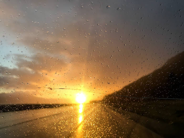 In April, a sunrise was often paired with rain in Seward. (Photo by Kat Sorensen/Peninsula Clarion)