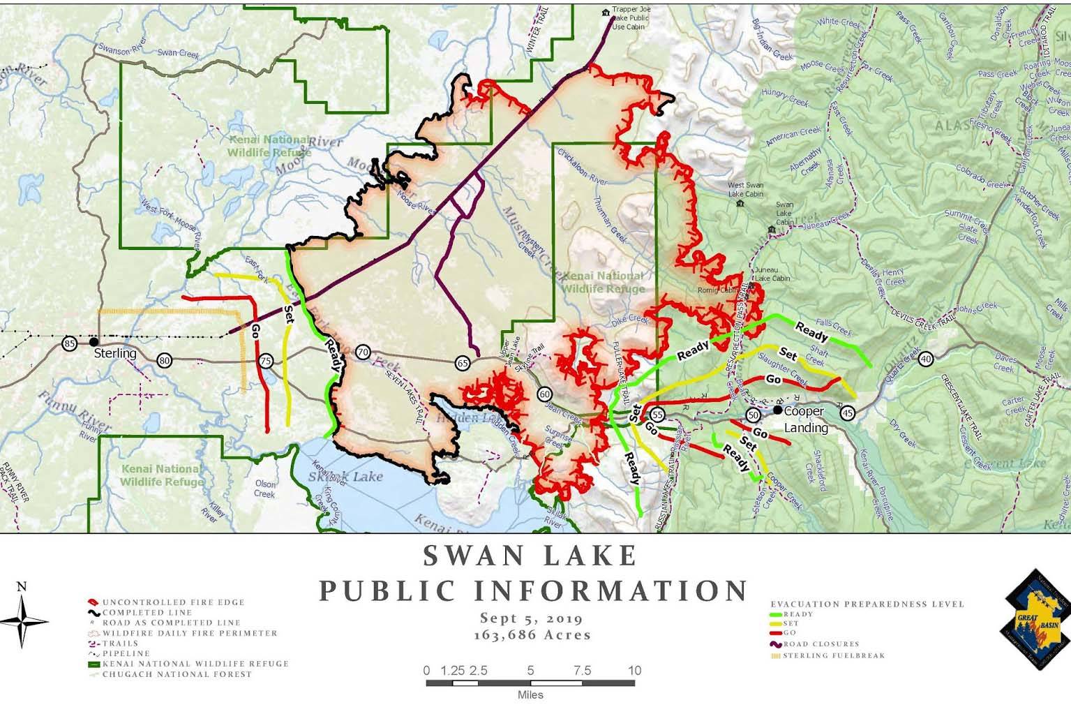 A map of the Swan Lake Fire as of Sept. 5, 2019. (Courtesy Great Basin Incident Management Team)