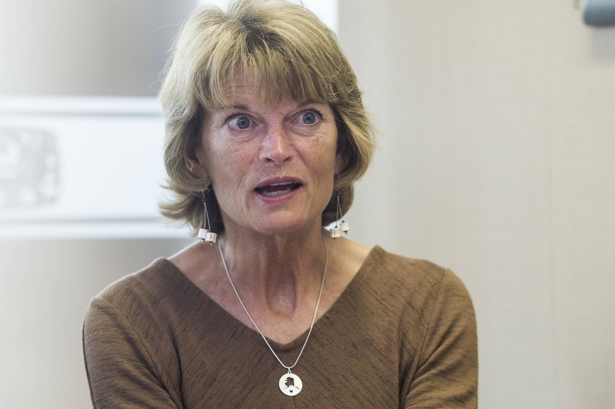 U.S. Sen. Lisa Murkowski, R-Alaska, speaks during an interview at the Juneau Empire on Tuesday, Aug. 13, 2109. (Michael Penn | Juneau Empire)