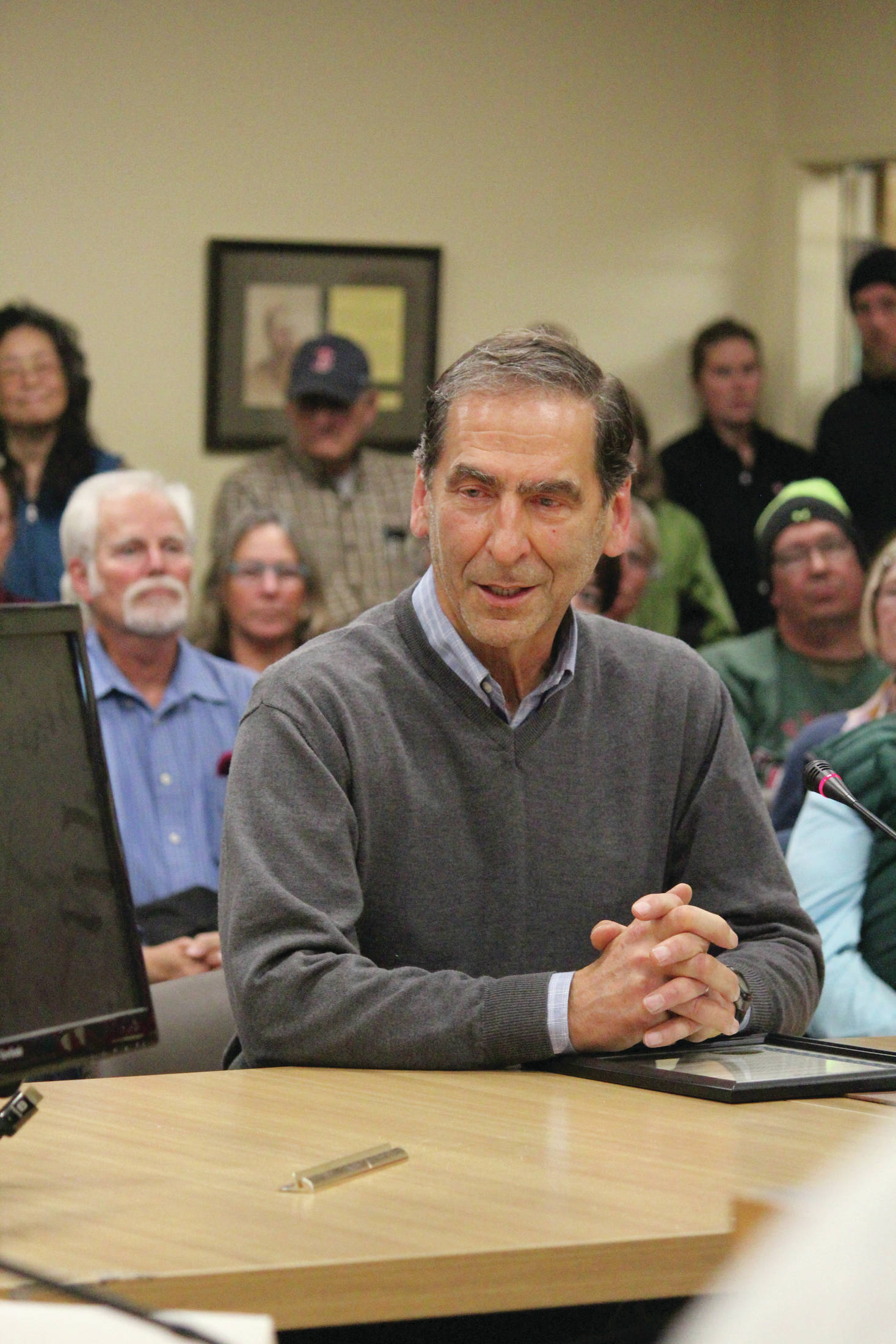 Loren Leman, former Lt. Governor of Alaska who grew up in Ninilchik, speaks after being presented with a proclamation at a Tuesday, Sept. 17, 2019 Kenai Peninsula Borough Assembly meeting at Homer City Hall in Homer, Alaska. (Photo by Megan Pacer/Homer News)