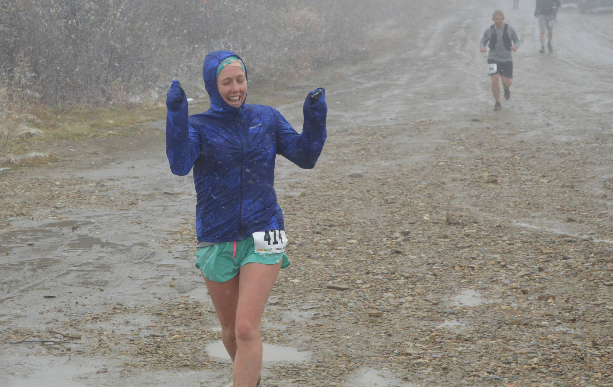The author ran a marathon in the snow and has been feeling pretty blue since. (Photo courtesy Kat Sorensen)