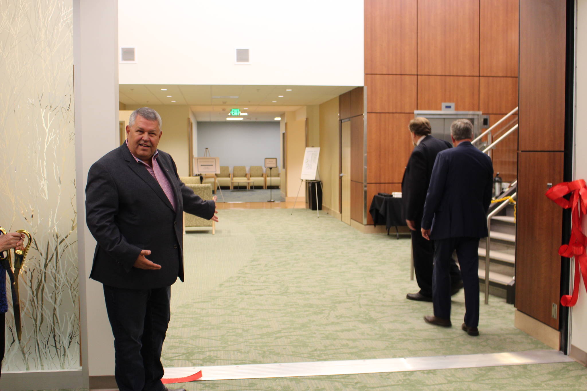 Kenai Peninsula Borough Mayor Charlie Pierce shows off the newest wing of Central Peninsula Hospital in Soldotna, Alaska on Nov. 20, 2019. (Photo by Brian Mazurek/Peninsula Clarion)