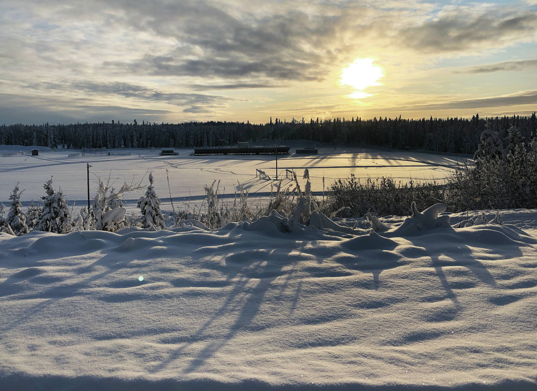 The Tsalteshi Trails, seen here on Dec. 3, 2019, are open for nordic skiing only, with most of the trail system groomed. (Photo by Joey Klecka/Peninsula Clarion)