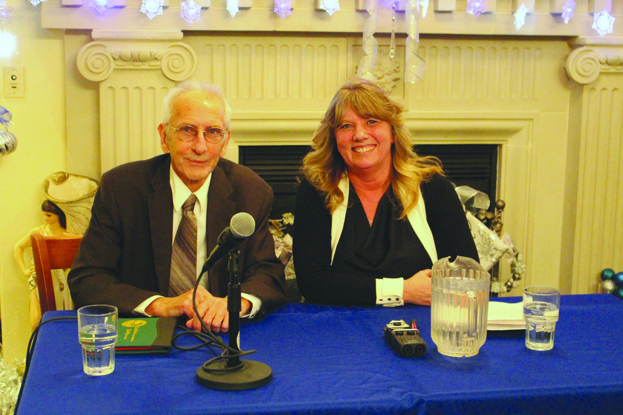 Pete Sprague, left, and Charlene Tautfest, right, are seen here at the Soldotna Mayoral Candidate’s Forum at Froso’s Restaurant in Soldotna, Alaska on Dec. 4, 2019. (Photo by Brian Mazurek/Peninsula Clarion)