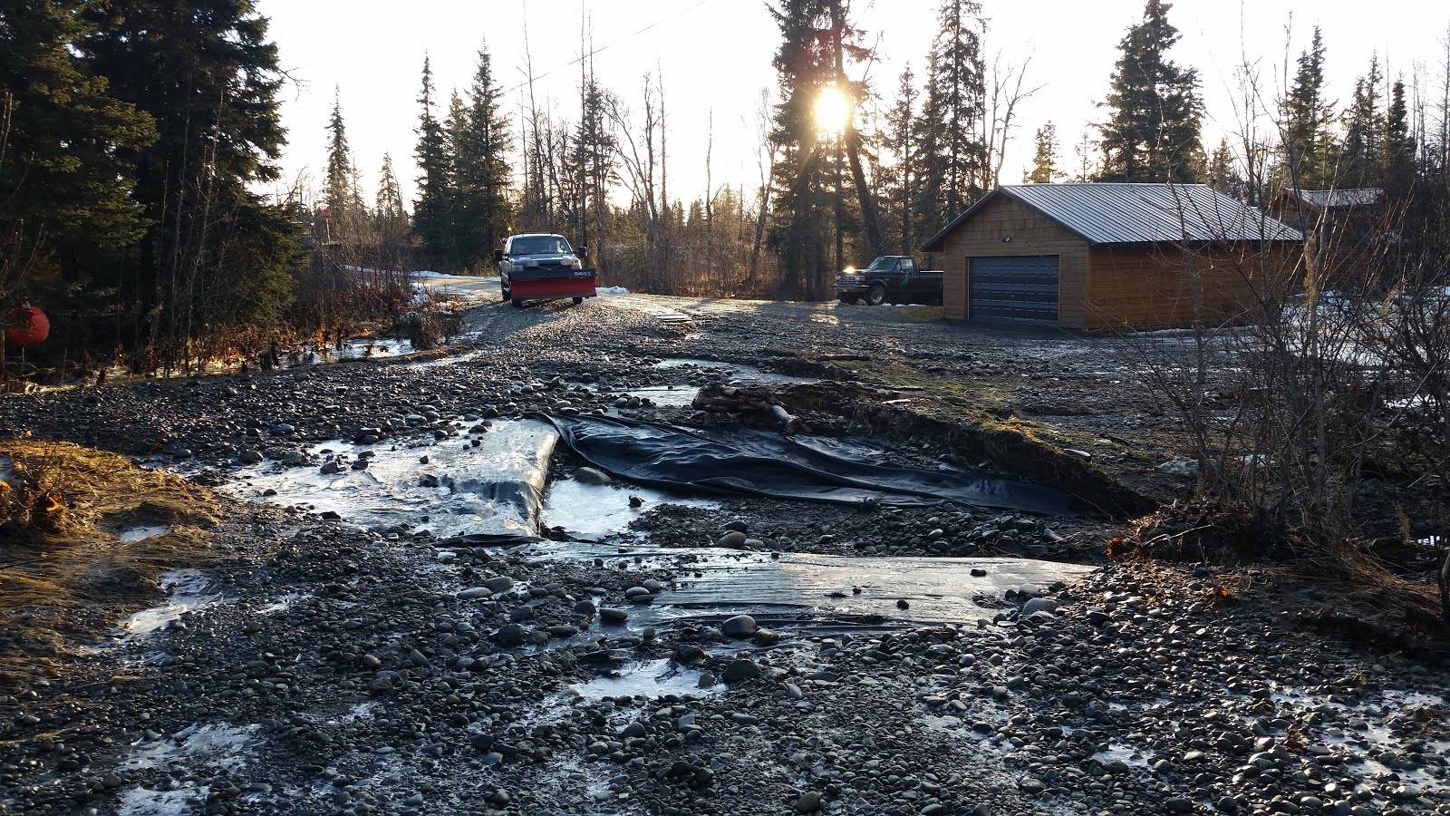 Photo courtesy of Kenai Peninsula Borough Office of Emergency Management                                Dorothy Drive near Anchor Point was damaged during the recent stormy weather.