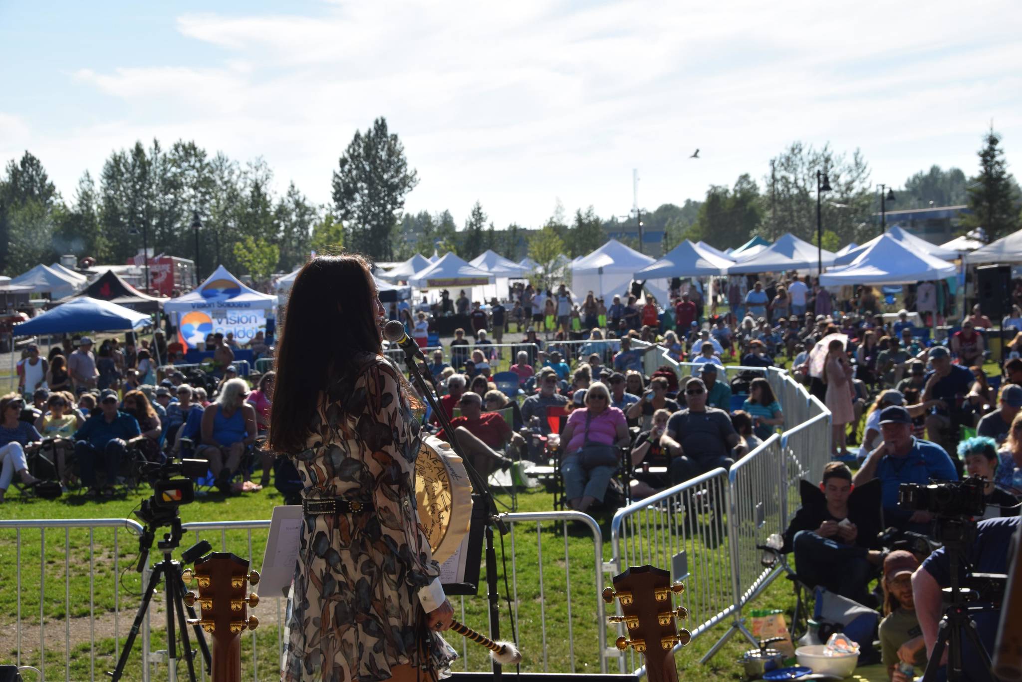 Bunny Swan performs at Soldotna Creek Park on July 3, 2019 as part of the Levitt Amp Soldotna Music Series. (Photo by Brian Mazurek/Peninsula Clarion)