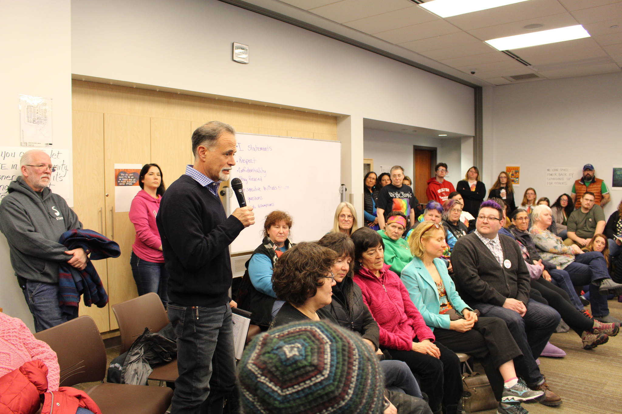 Sen. Peter Micciche, R-Soldotna, speaks at the LGBTQ Town Hall at the Soldotna Public Library in Soldotna, Alaska on Jan. 4, 2020. (Photo by Brian Mazurek/Peninsula Clarion)
