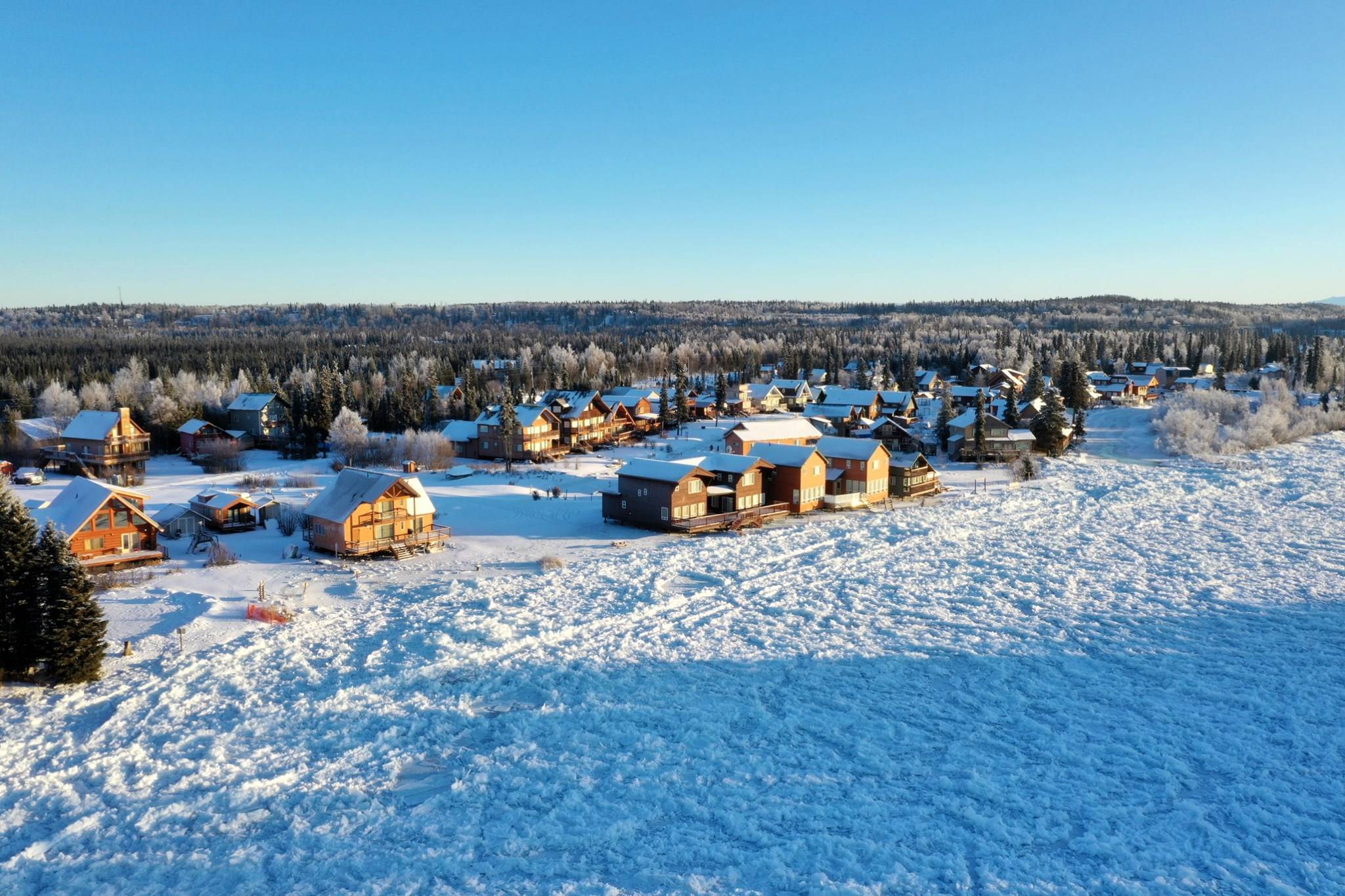 The frozen Kenai River can be seen here near the Big Eddy State Recreation Site in Soldotna, Alaska, on Friday, Jan. 10, 2020. (Photo courtesy Kenai Peninsula Borough Office of Emergency Management)