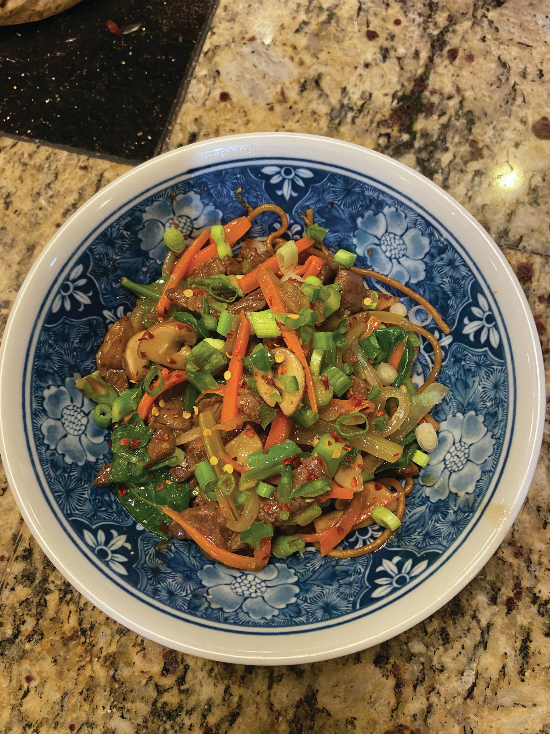 Teri Robl’s stir-fried spicy moose is adapted from a recipe by Barbara Tripp, as seen here in a meal made on Jan. 13, 2020, in Robl’s Homer, Alaska, kitchen. (Photo by Teri Robl)