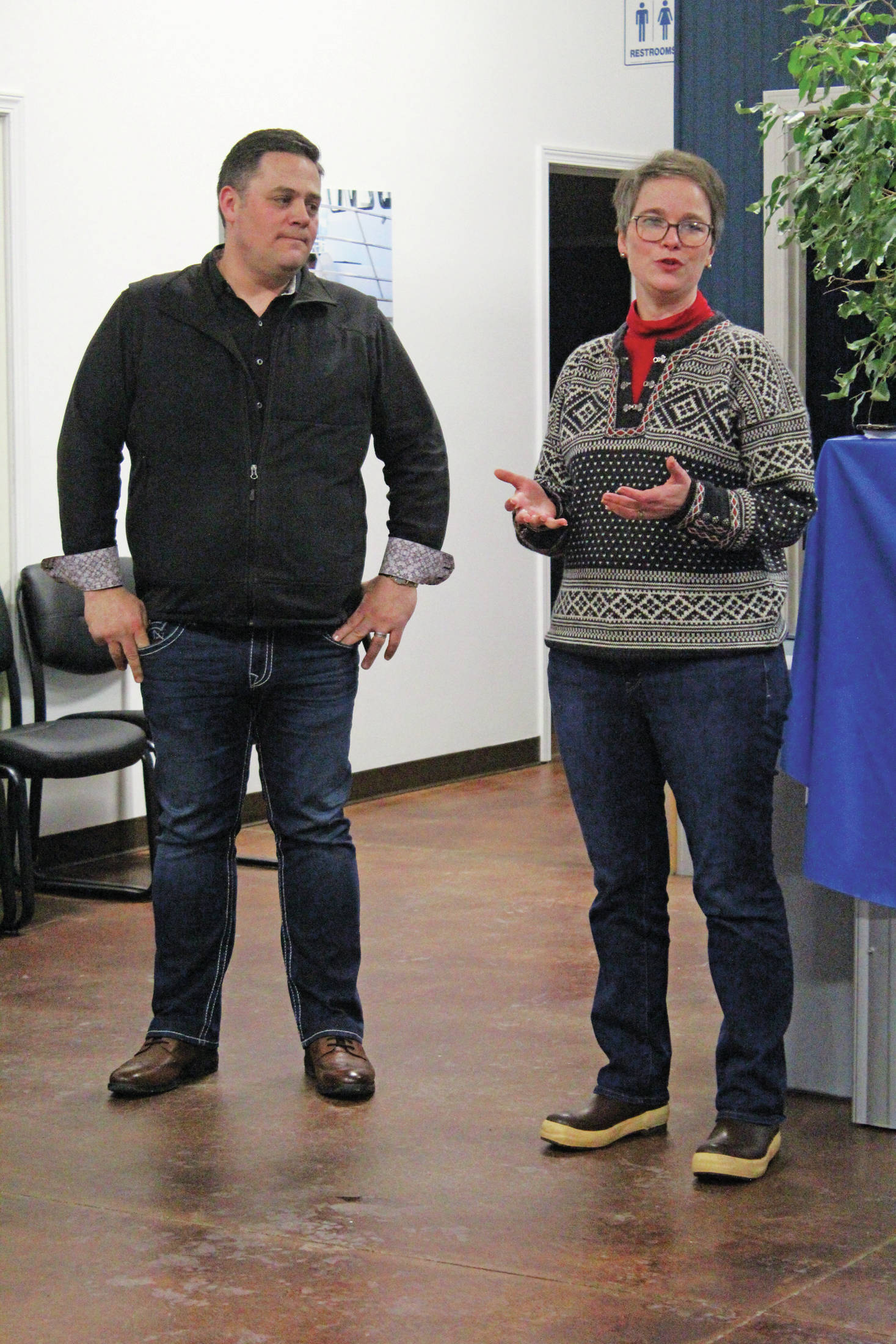 Rep. Sarah Vance (R-Homer) speaks at an open house celebrating the opening of Set Free Alaska’s outpatient services building Monday, Jan. 16, 2020 on Ocean Drive in Homer, Alaska. Set Free Alaska is based in the Mat-Su Valley and is a faith-based nonprofit that works in addiction treatment. This outpatient services building will be joined in April by an inpatient addiction treatment center being developed 15 miles out East End Road. (Photo by Megan Pacer/Homer News)