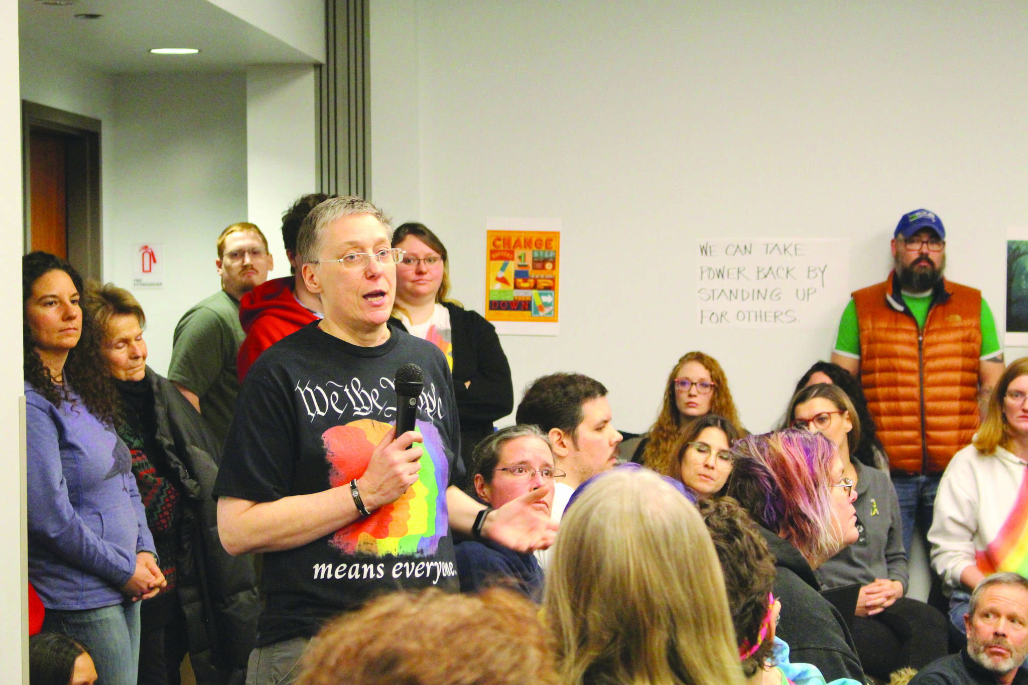 Tammie Willis speaks at the LGTBQ Town Hall at the Soldotna Public Library in Soldotna, Alaska, on Jan. 4, 2020. (Photo by Brian Mazurek/Peninsula Clarion)