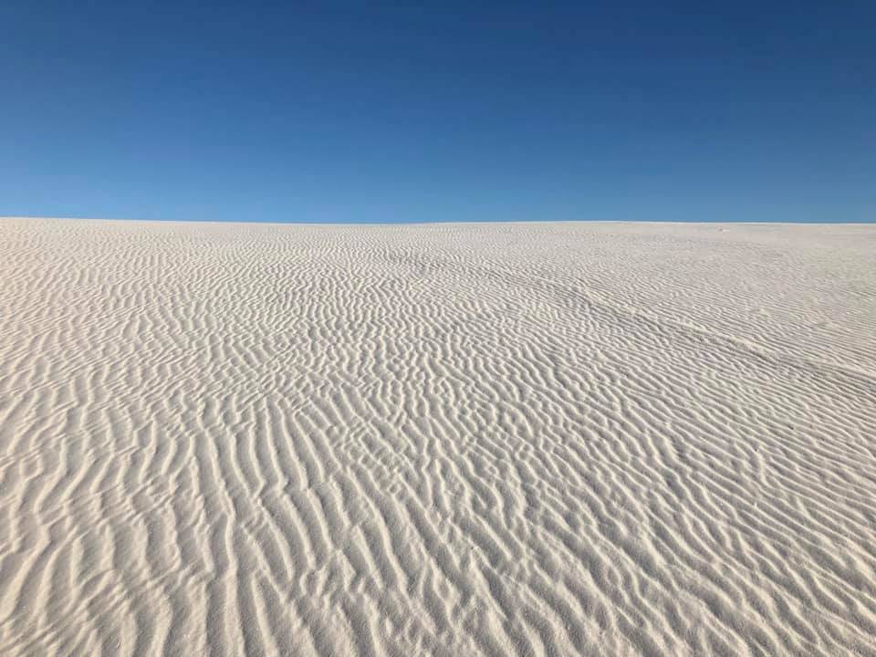 White Sands National Monument in New Mexico could almost be mistaken for a snowy hillside. (Photo by Victoria Petersen/Peninsula Clarion)