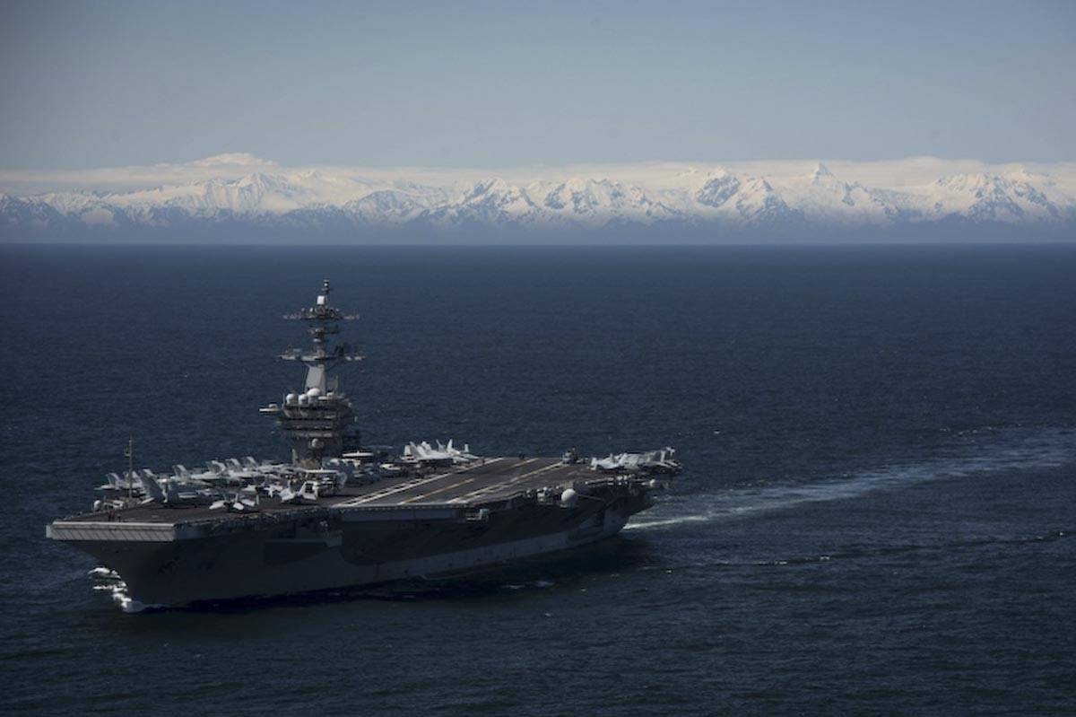 U.S. Navy | Mass Communication Specialist 2nd Class Anthony J. Rivera                                 The aircraft carrier USS Theodore Roosevelt transits the Gulf of Alaska on May 24.