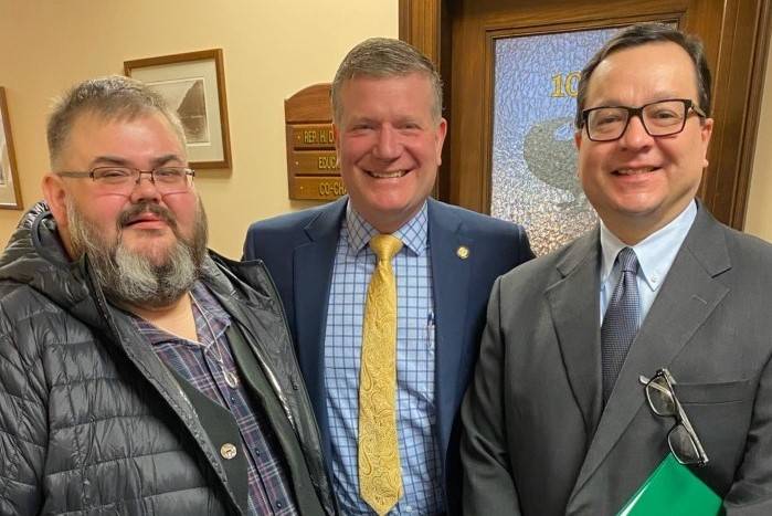 Central Council of Tlingit and Haida Indian Tribes of Alaska                                Richard Chalyee Éesh Peterson (left), president of the Central Council of Tlingit and Haida Indian Tribes of Alaska, Rep. Chuck Kopp, R-Anchorage, and Ken Truitt on Thursday.