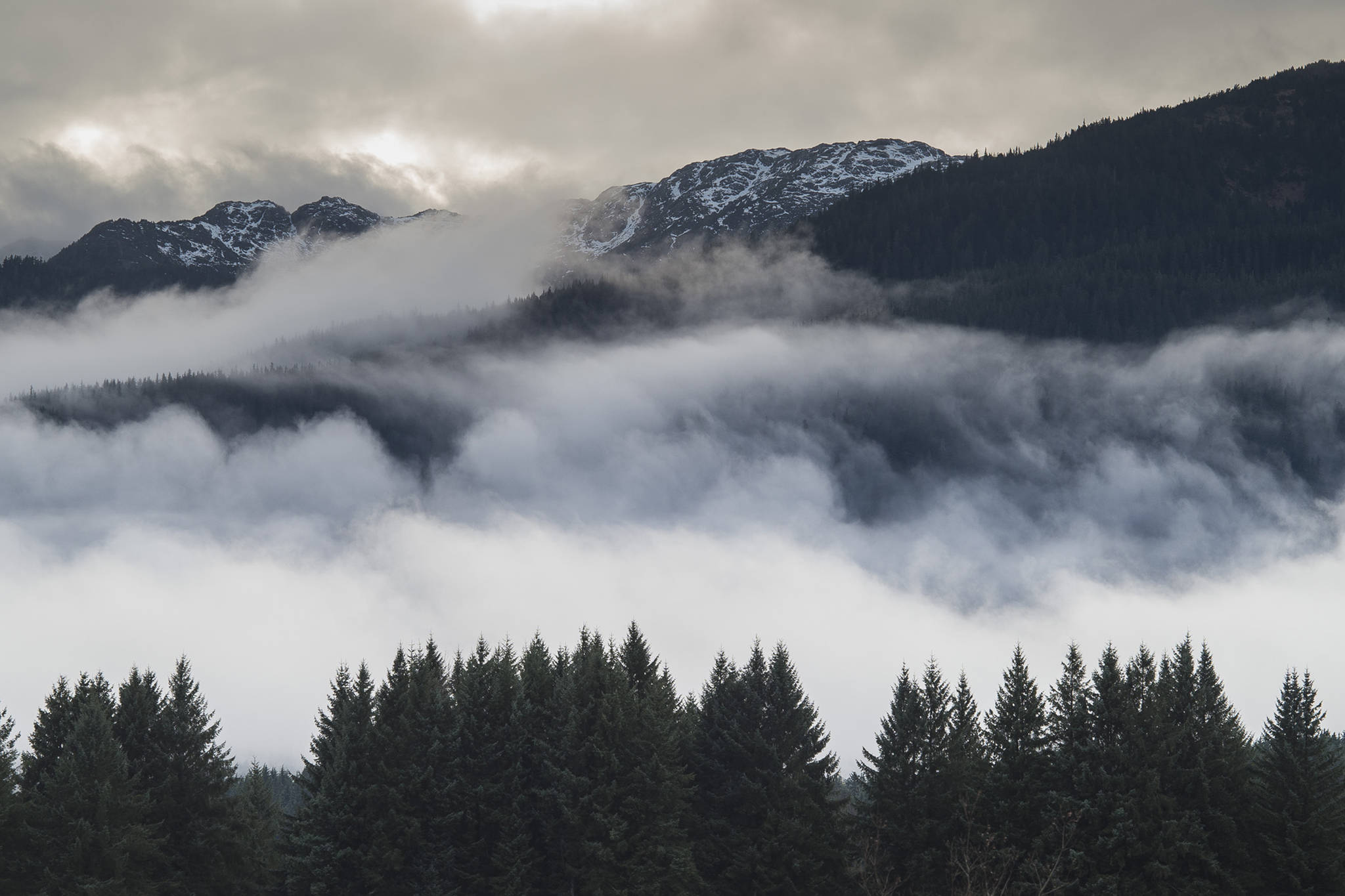 Michael Penn | Juneau Empire File                                Clouds swirls over Douglas Island on Thursday, Nov. 29, 2018.