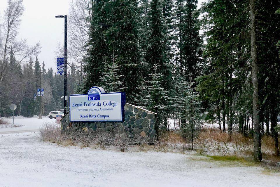 A Kenai Peninsula College sign can be seen in this undated photo. (Photo by Victoria Petersen/Peninsula Clarion)