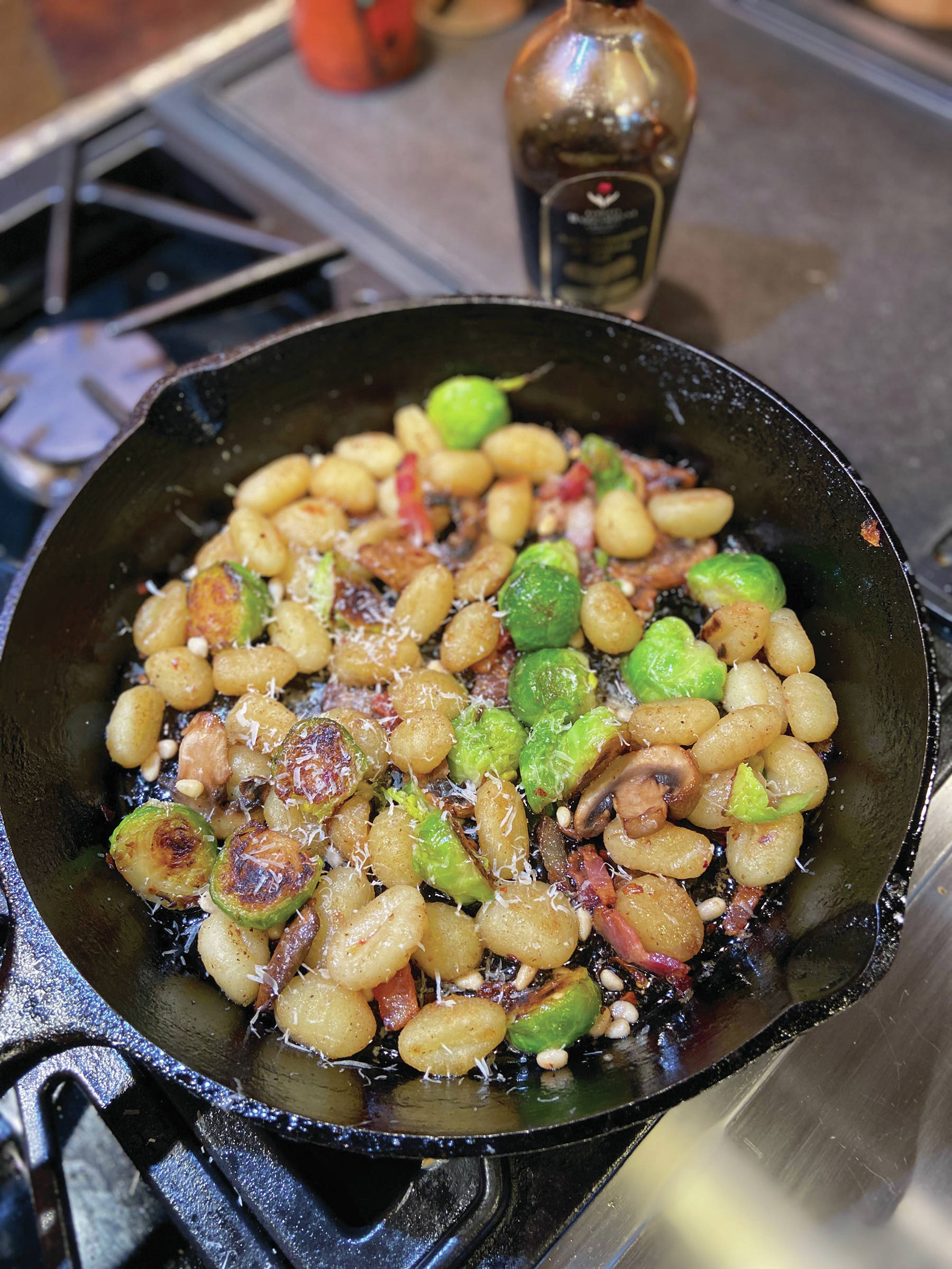 This recipe of gnochi and brussels sprouts in brown butter might be just the thing to warm you up on a cold winter day, as seen here on Feb. 17, 2020, in Teri Robl’s kitchen in Homer, Alaska. (Photo by Teri Robl)