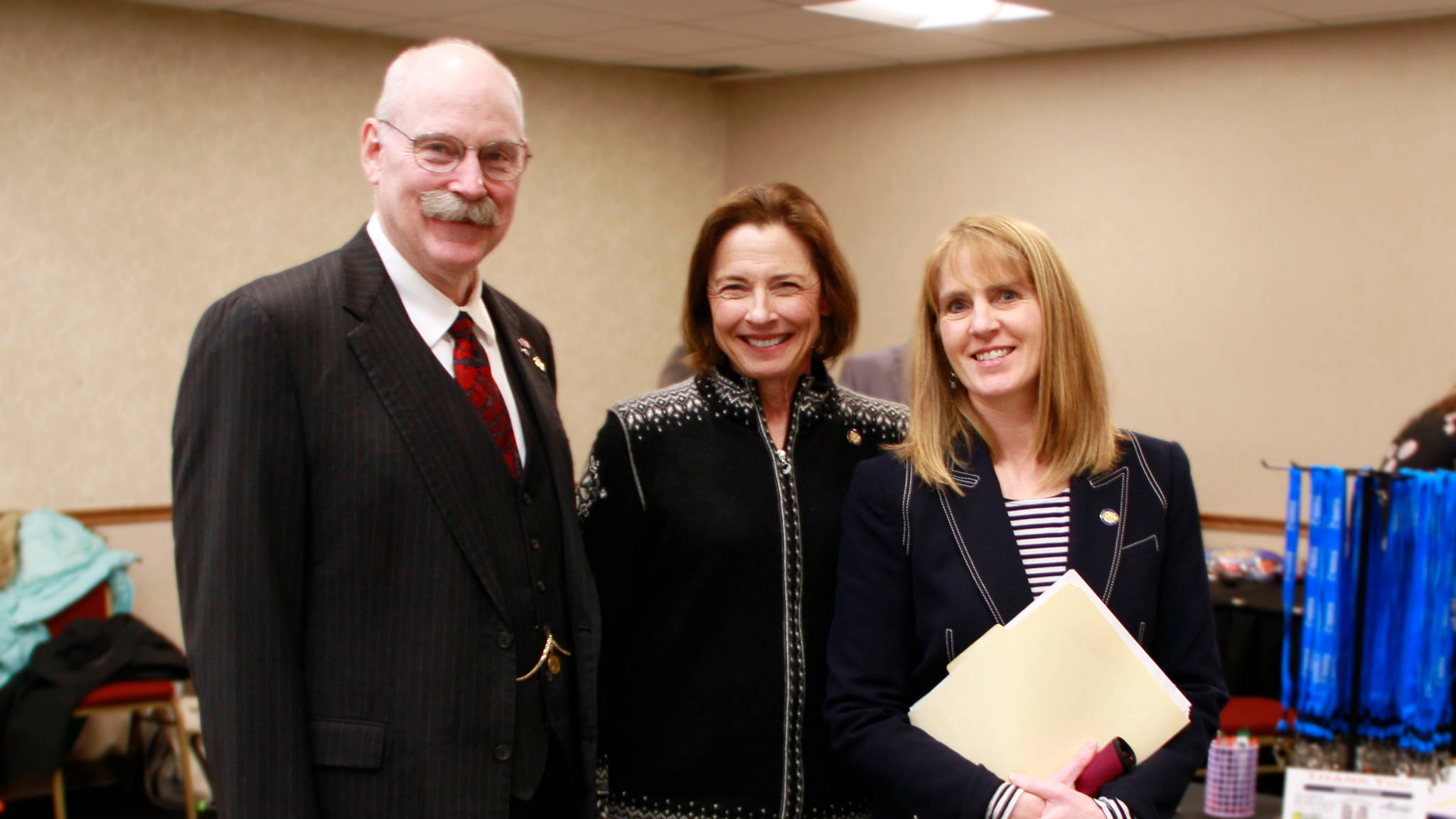 Senate President Cathy Giessel, R-Anchorage, an Advanced Nurse Practitioner (center); Sen. Bert Stedman, R-Sitka, co-chairman of the Senate Finance Committee (left), Sen. Natasha von Imhof, R-Anchorage, co-chairwoman of the Senate Finance Committee, are pictured in this undated photo. (Courtesy)