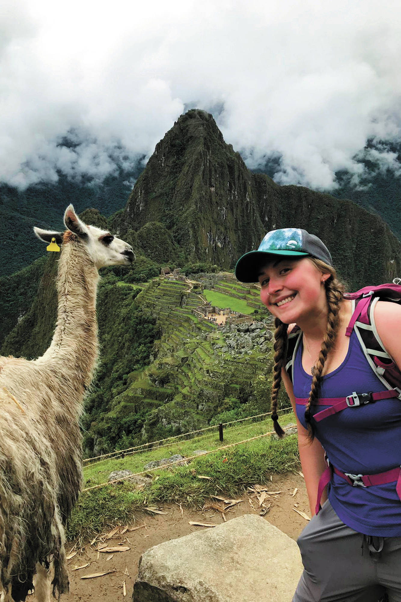 Brenna McCarron, a Homer High School graduate stuck in Peru after the country closed its borders to stem the spread of the novel coronavirus, enjoys the sights at Machu Picchu, Peru. She is one of about 19 Alaskans stranded in the country. (Photo courtesy Brenna McCarron)