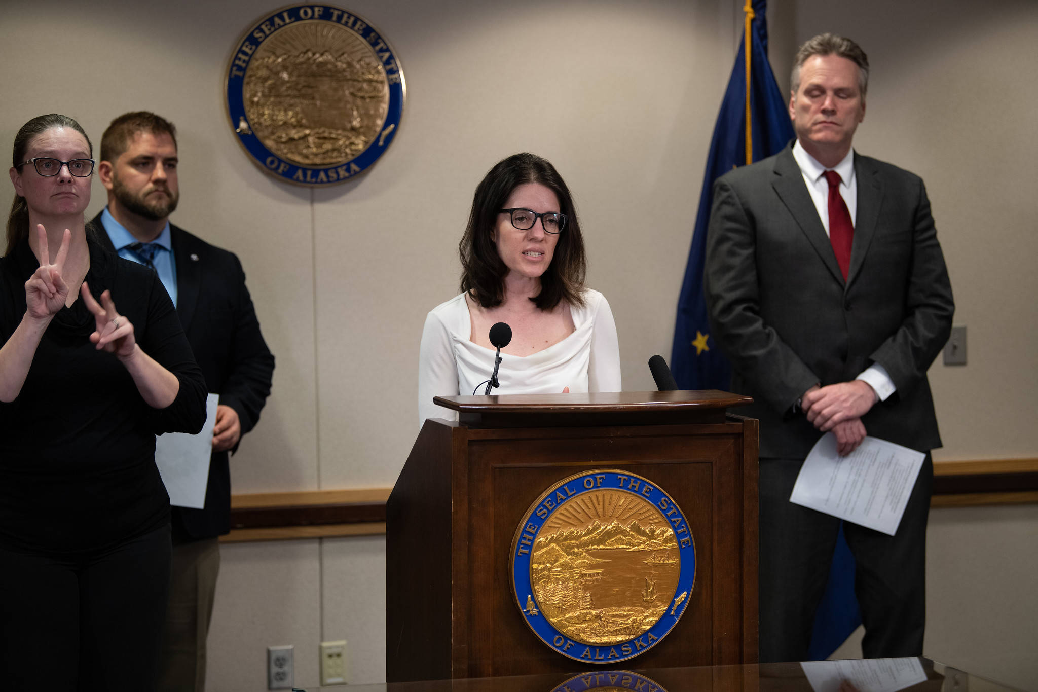 Chief Medical Officer Dr. Anne Zink speaks at a press conference on Friday, March 20, 2020