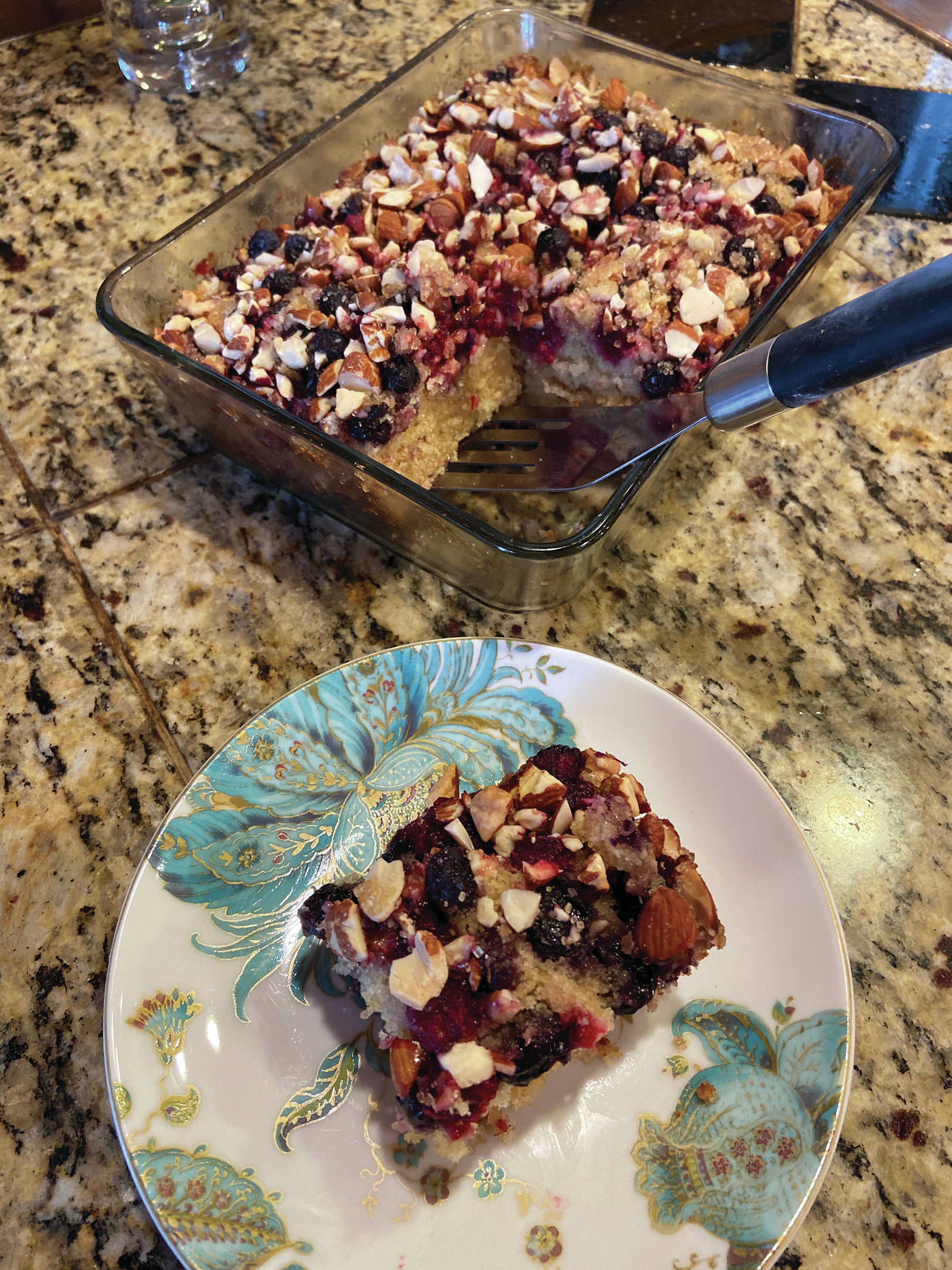 Eat dessert first with these Raspberry and Blueberry Cake Bars Teri Robl made on April 21, 2020, in her Homer, Alaska kitchen. (Photo by Teri Robl)