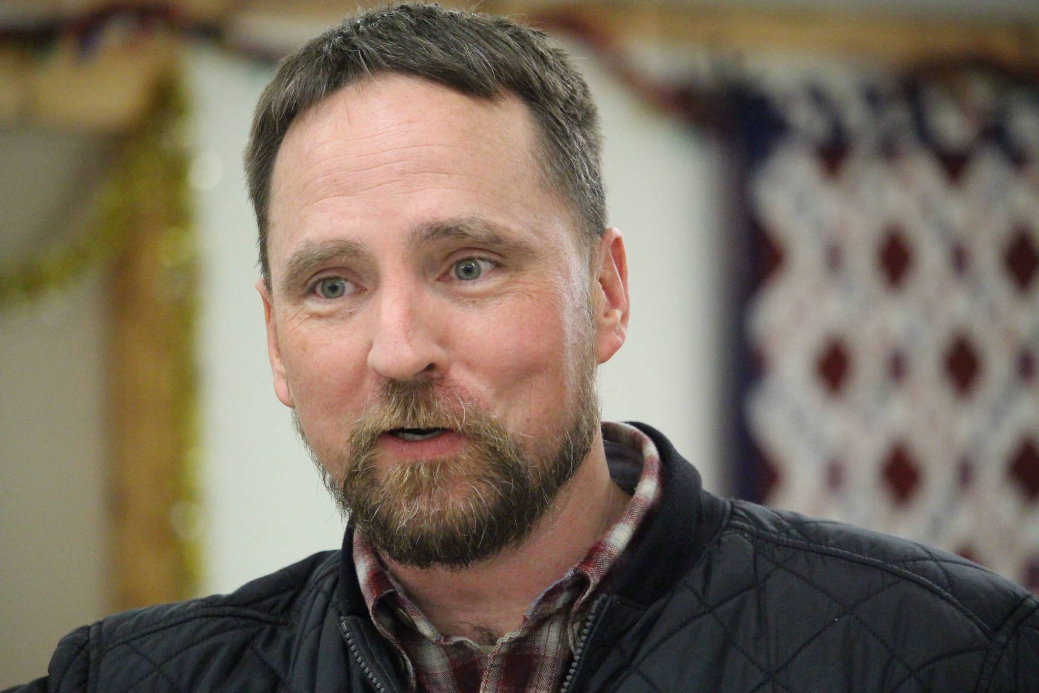 Rep. Ben Carpenter, R-Nikiski, speaks to constituents during a town hall at the Funny River Community Center in Funny River, Alaska on Jan. 9, 2020. (Photo by Brian Mazurek/Peninsula Clarion)