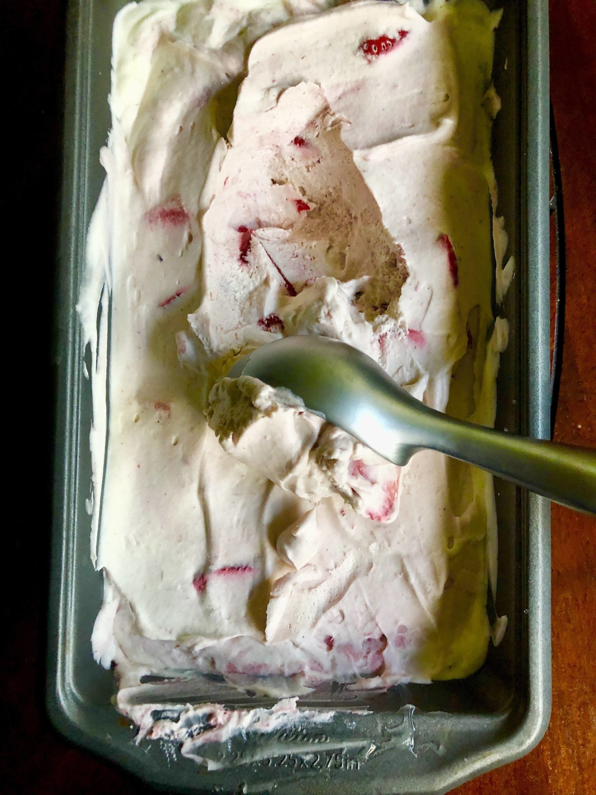 Rhubarb preserves in cardamom spiced ice cream are pictured in this Wednesday, June 10, 2020, in Anchorage, Alaska. (Photo by Victoria Petersen/Peninsula Clarion)