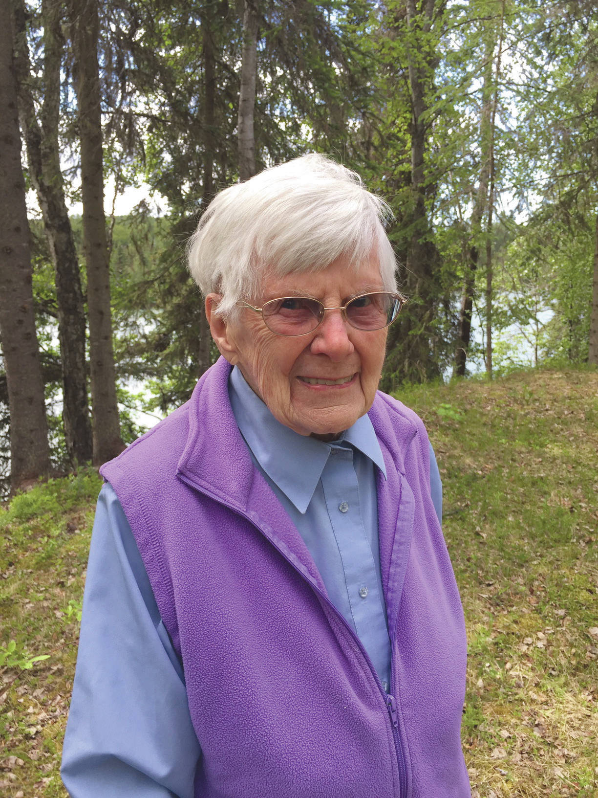 Debbie Smith                                 Marge Mullen is seen on her original homestead in Soldotna on Monday.