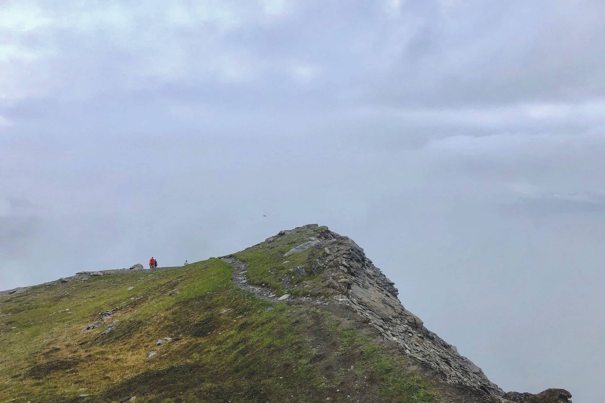 The view of Seward from the top of Mt. Marathon was a cloudy one on Thursday, June 18, 2020. (Photo by Kat Sorensen)