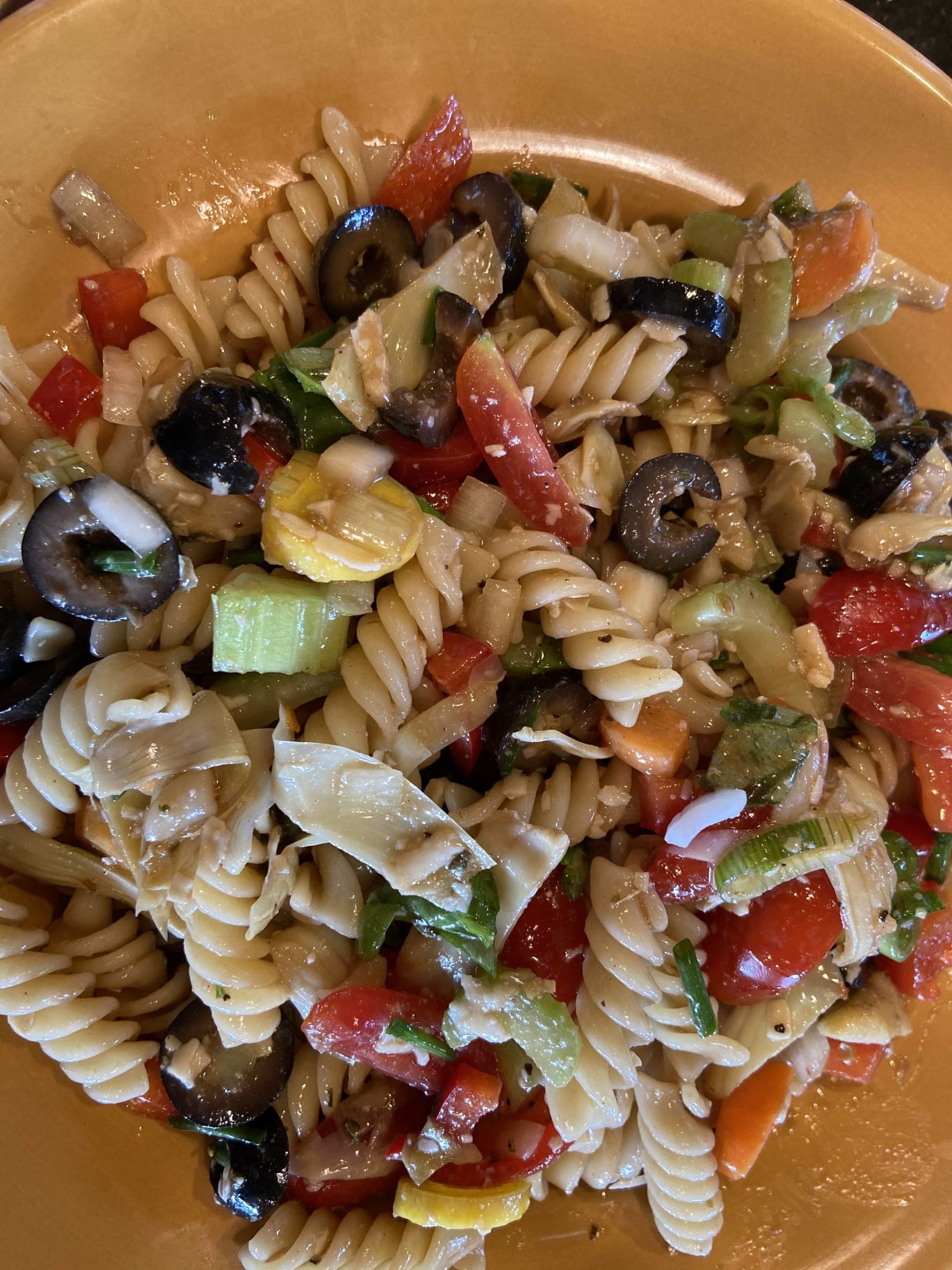 Farmers Market Pasta Salad is photographed in Homer, Alaska, in July 2020. (Photo by Teri Robl/Homer News)