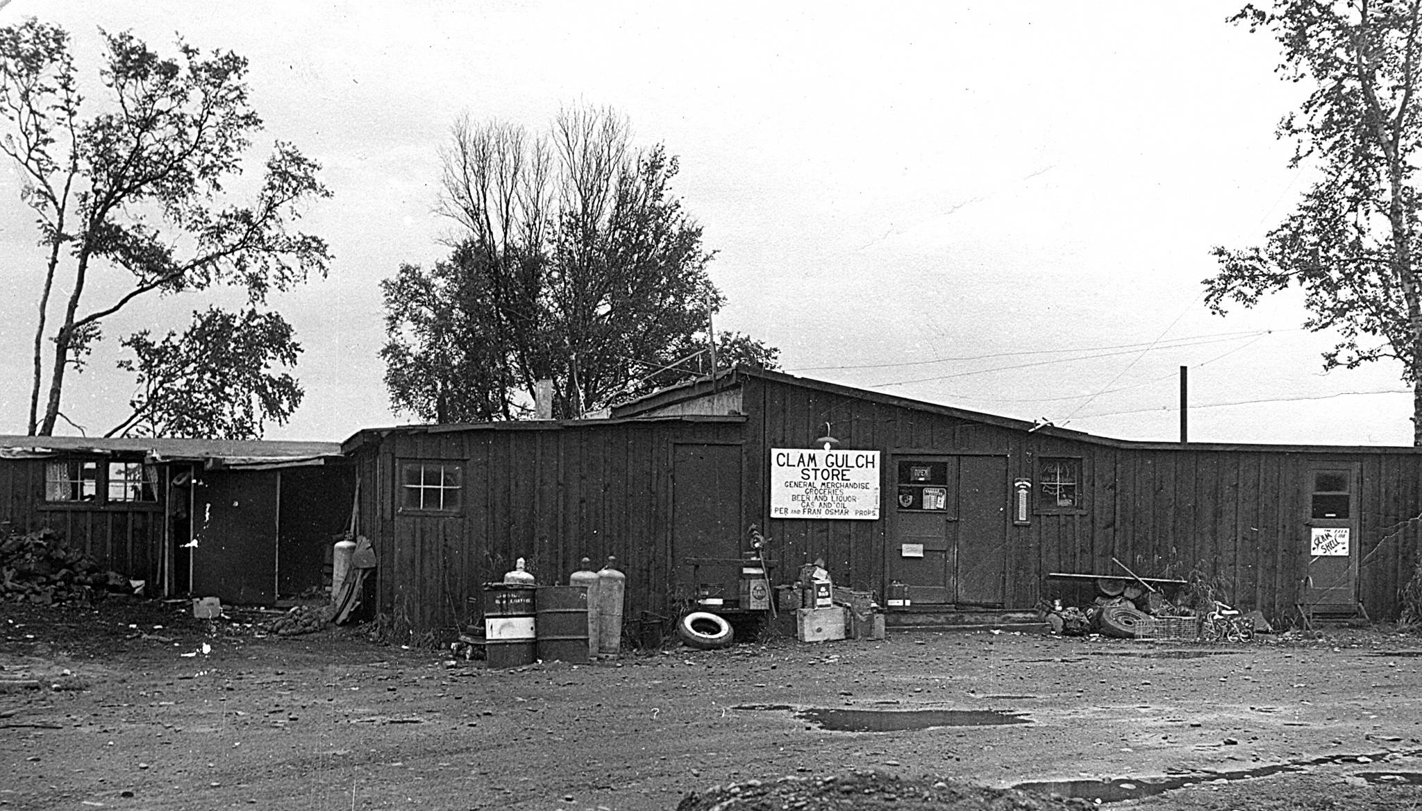 This is the Clam Gulch Store and gas station that the Christensens owned and operated through most of the 1960s and much of the 1970s. (Photo from the Osmar family collection)