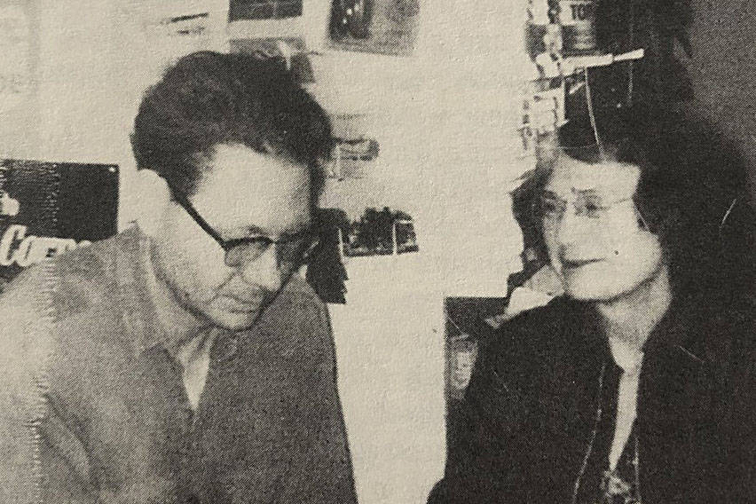 Walter and Beverly Christensen are shown in a newspaper photo in their Clam Gulch store and post office, probably in the 1960s. (Photo provided by Mona Painter)