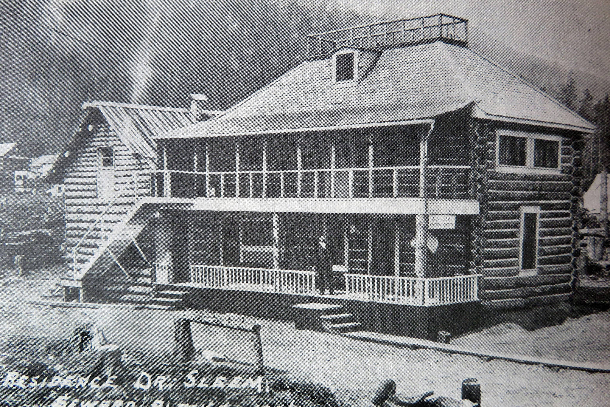 Anchorage Museum of History and Art
Dr. David Hassan Sleem stands on the front porch of his large Seward home in 1906.