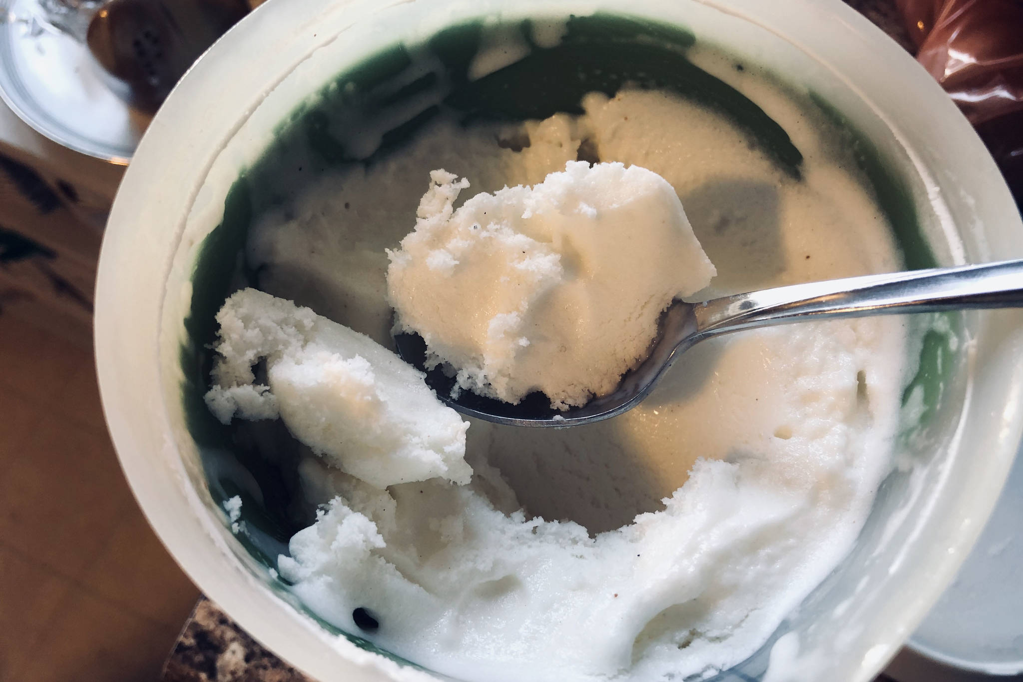 Homemade ice cream steeped with chai spices and churned with local honey is frozen and ready to be enjoyed, on Monday, Oct. 5, 2029, in Anchorage, Alaska. (Photo by Victoria Petersen/Peninsula Clarion)