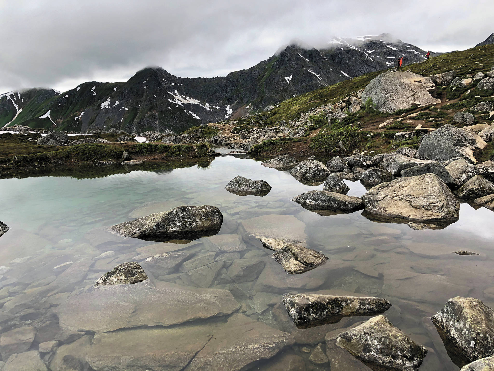 Gold Cord Lake is seen here on an overcast July 19, 2020 in Hatcher Pass, Alaska. (Photo by Megan Pacer/Homer News)