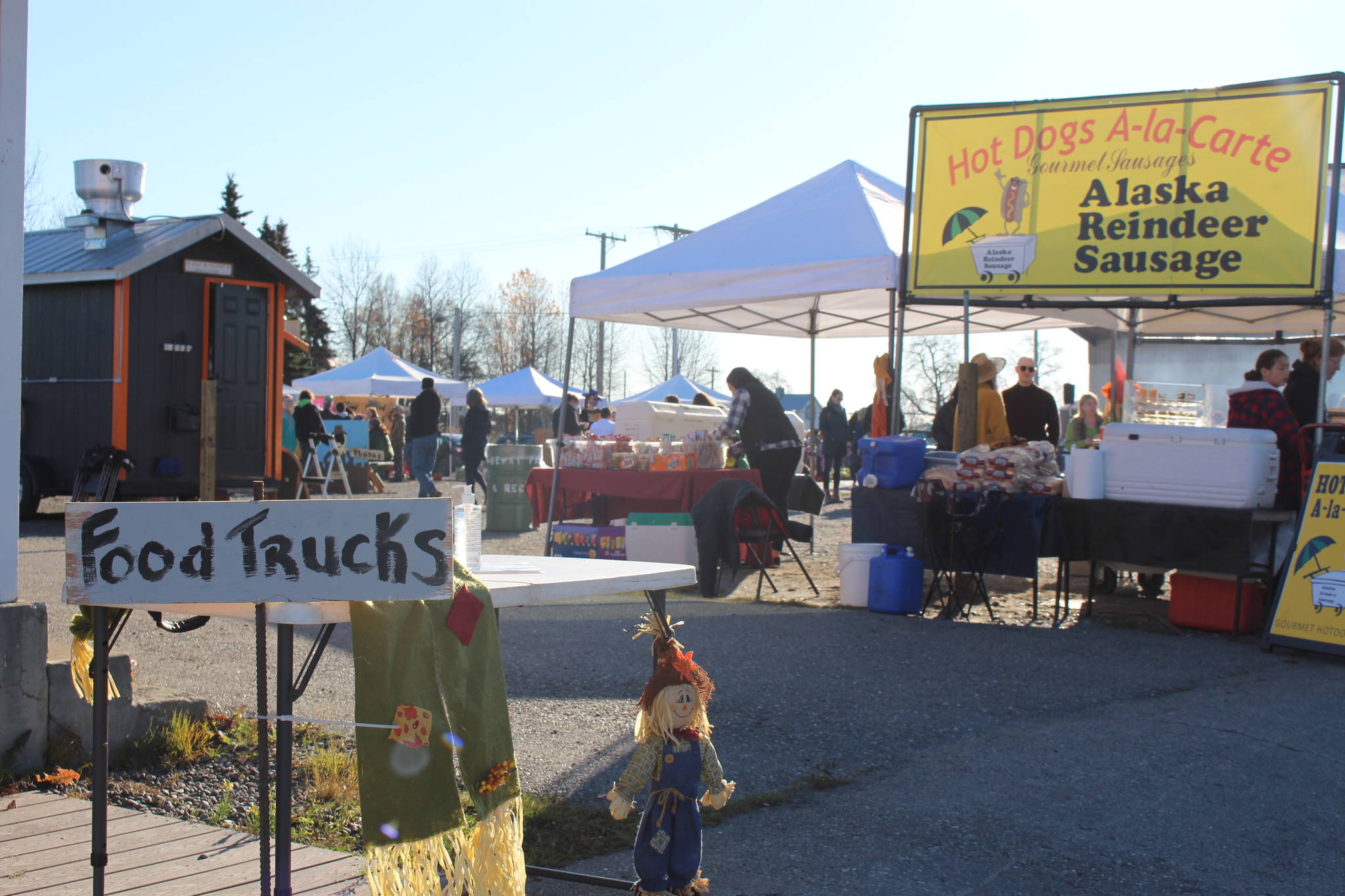 Food trucks and local vendors set up at the Old Town Marketplace during the 5th annual Kenai Fall Pumpkin Festival in Kenai, Alaska on Oct. 10, 2020. (Photo by Brian Mazurek/Peninsula Clarion)