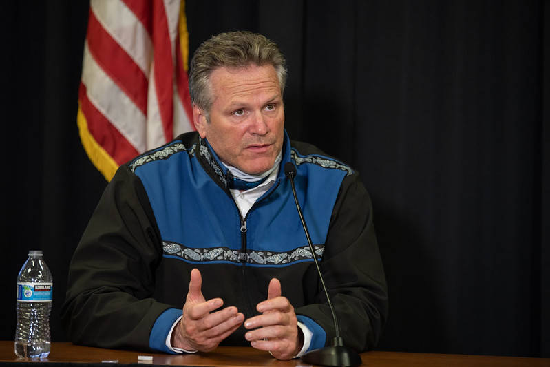 Gov. Mike Dunleavy at an Anchorage news conference on Sept. 15 (Courtesy photo / Office of Gov. Mike Dunleavy)