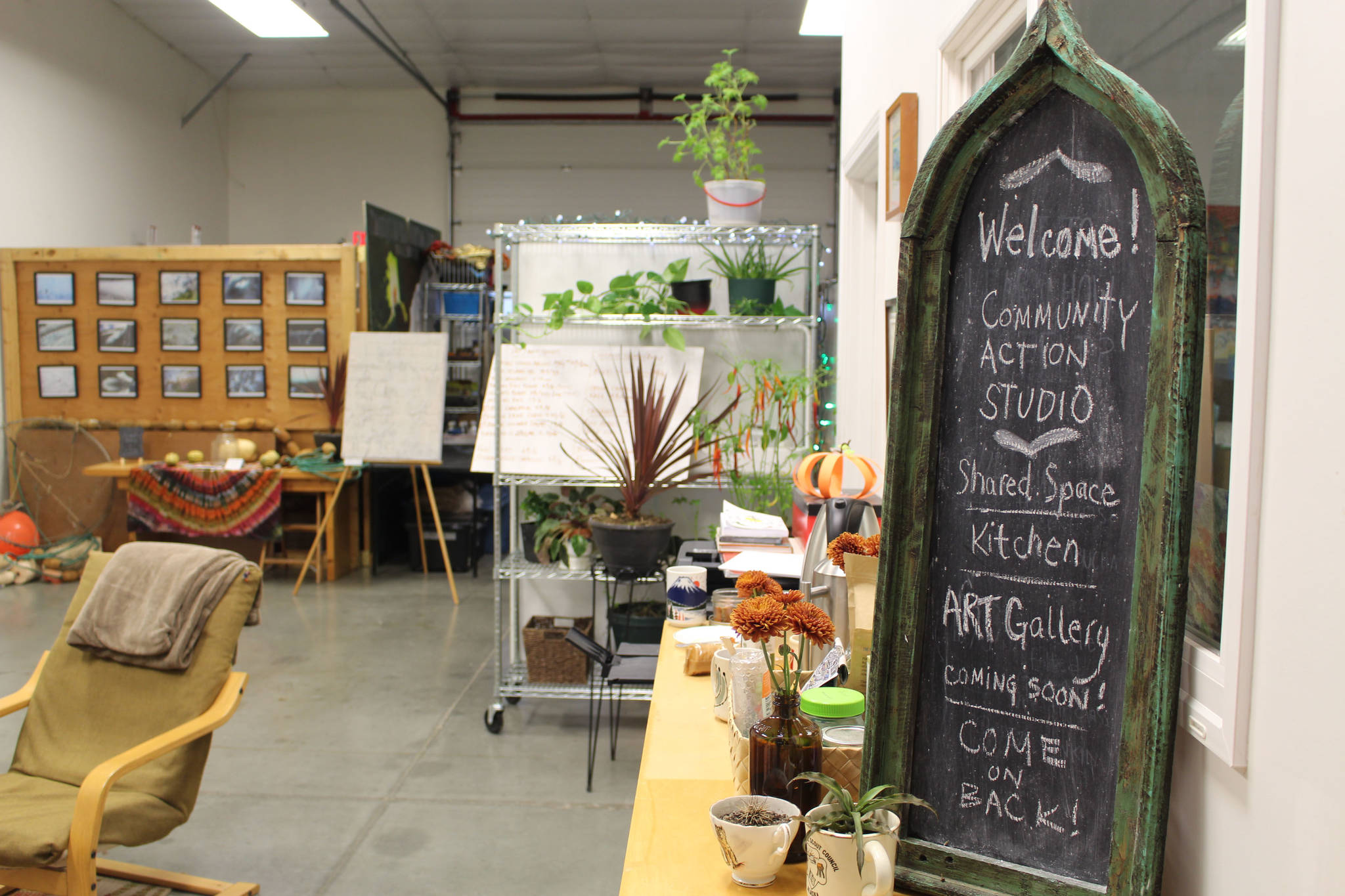 The sign welcoming people into Cook Inletkeeper’s Community Action Studio can be seen here in Soldotna, Alaska, on Nov. 5, 2020. (Photo by Brian Mazurek/Peninsula Clarion)