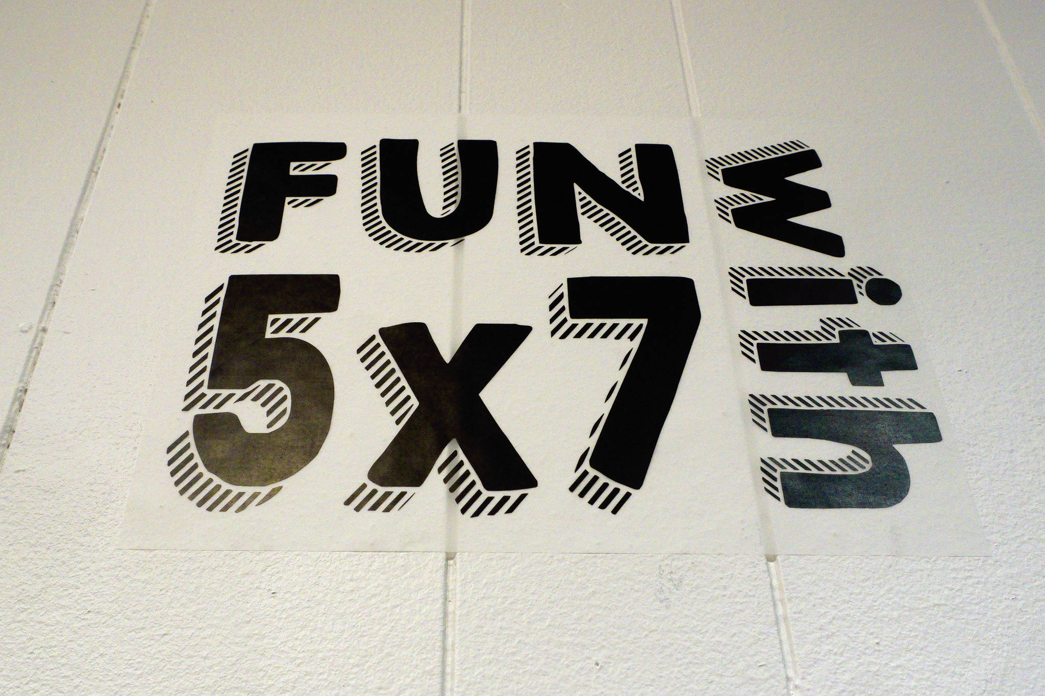 The sign for the "Fun with 5x7" show at the Homer Council on the Arts, on display through Dec. 17, 2020, at the gallery in Homer, Alaska. (Photo by Michael Armstrong/Homer News)