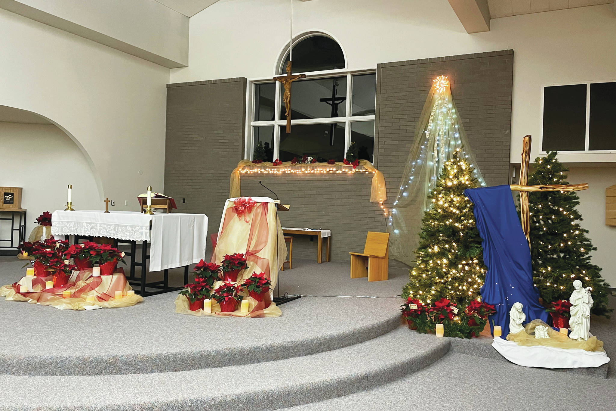 An altar at Our Lady Perpetual Help Catholic Church is seen on Wednesday, in Soldotna, Alaska. (Photo courtesy of Kathryn Dunagan)