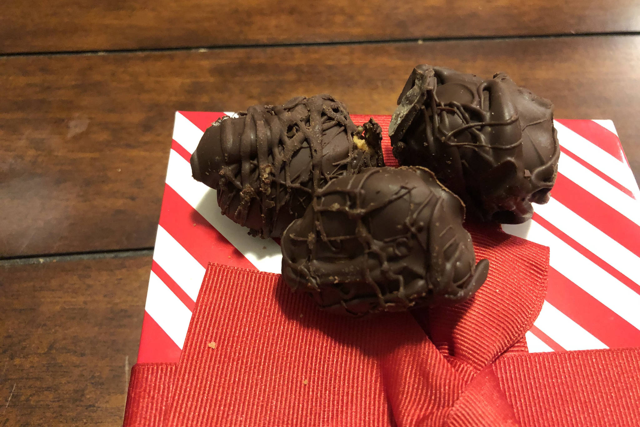 Chocolate and peanut butter balls, also known as Buckeyes, are a great addition to any Christmas cookie box, photographed on Dec. 21, 2020, in Anchorage, Alaska. (Photo by Victoria Petersen/Peninsula Clarion)