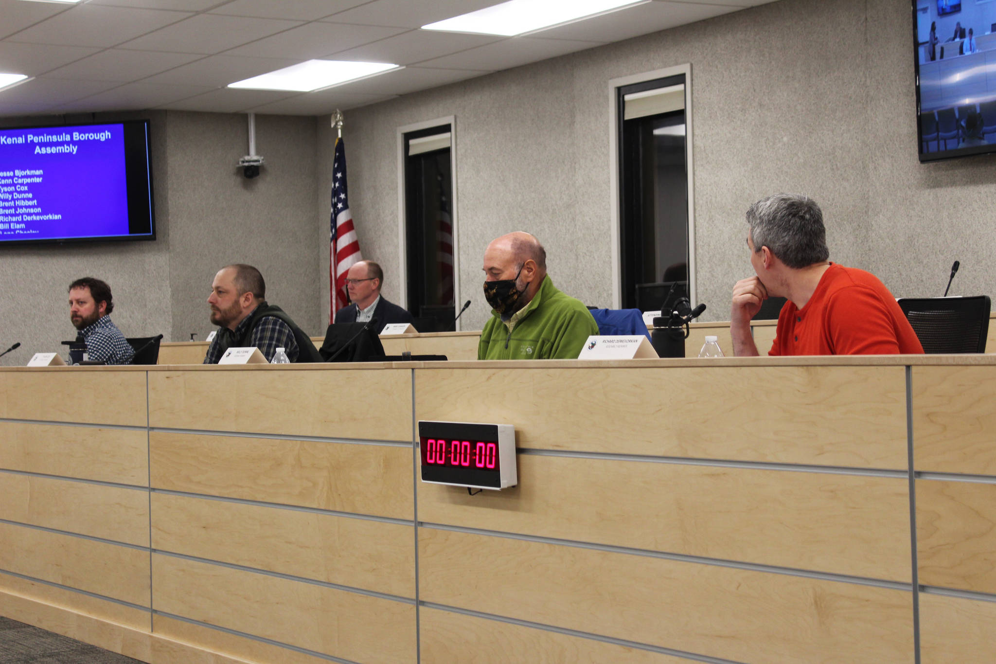 Members of the Kenai Peninsula Borough Assembly are seen on Tuesday, Jan. 5 in Soldotna, Alaska. (Ashlyn O'Hara/Peninsula Clarion)