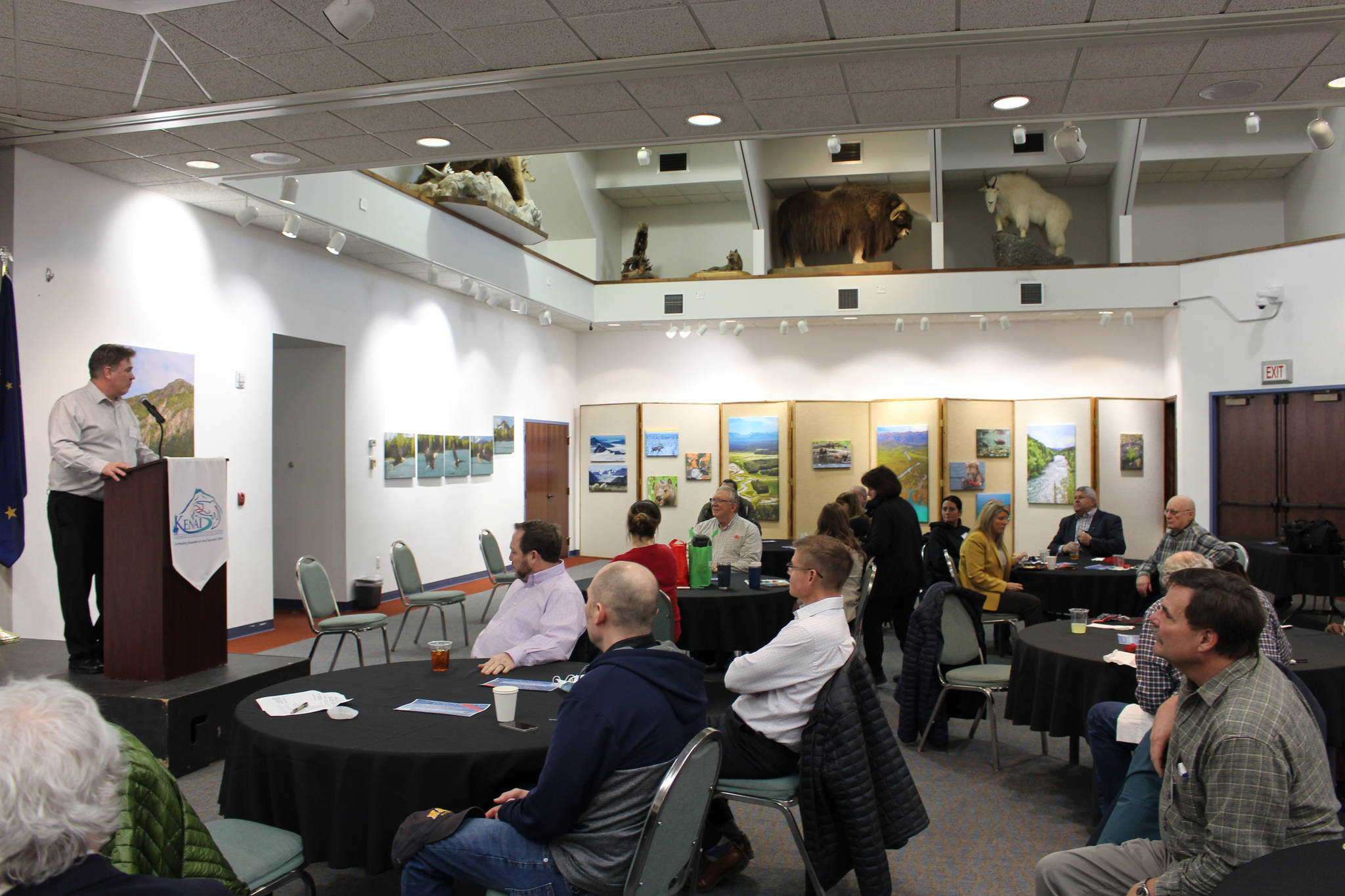 Kenai City Mayor Brian Gabriel speaks to members of the Kenai Chamber of Commerce during a luncheon at the Kenai Visitor and Cultural Center on Jan. 20, 2021. (Photo by Brian Mazurek/Peninsula Clarion)