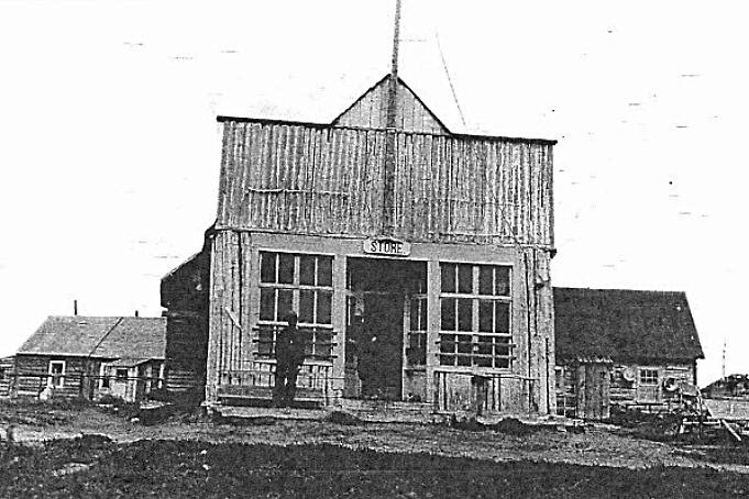 Photo from the Kenai Historical Society 
Peter F. “Frenchy” Vian and William N. Dawson, co-owners of this store in Kenai, pose on the front porch, circa 1911-12. Vian was instrumental in helping to have Alex Ryan imprisoned in 1908.