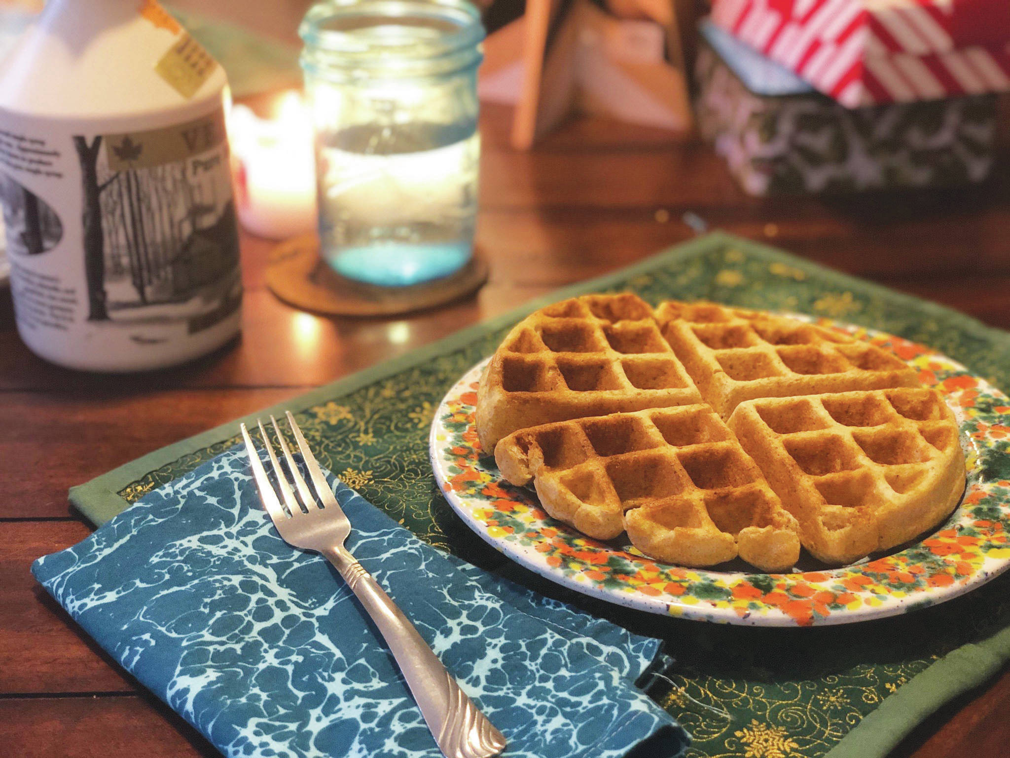 Waffles make mornings better, photographed on Dec. 24, 2020, in Anchorage, Alaska. (Photo by Victoria Petersen/Peninsula Clarion)