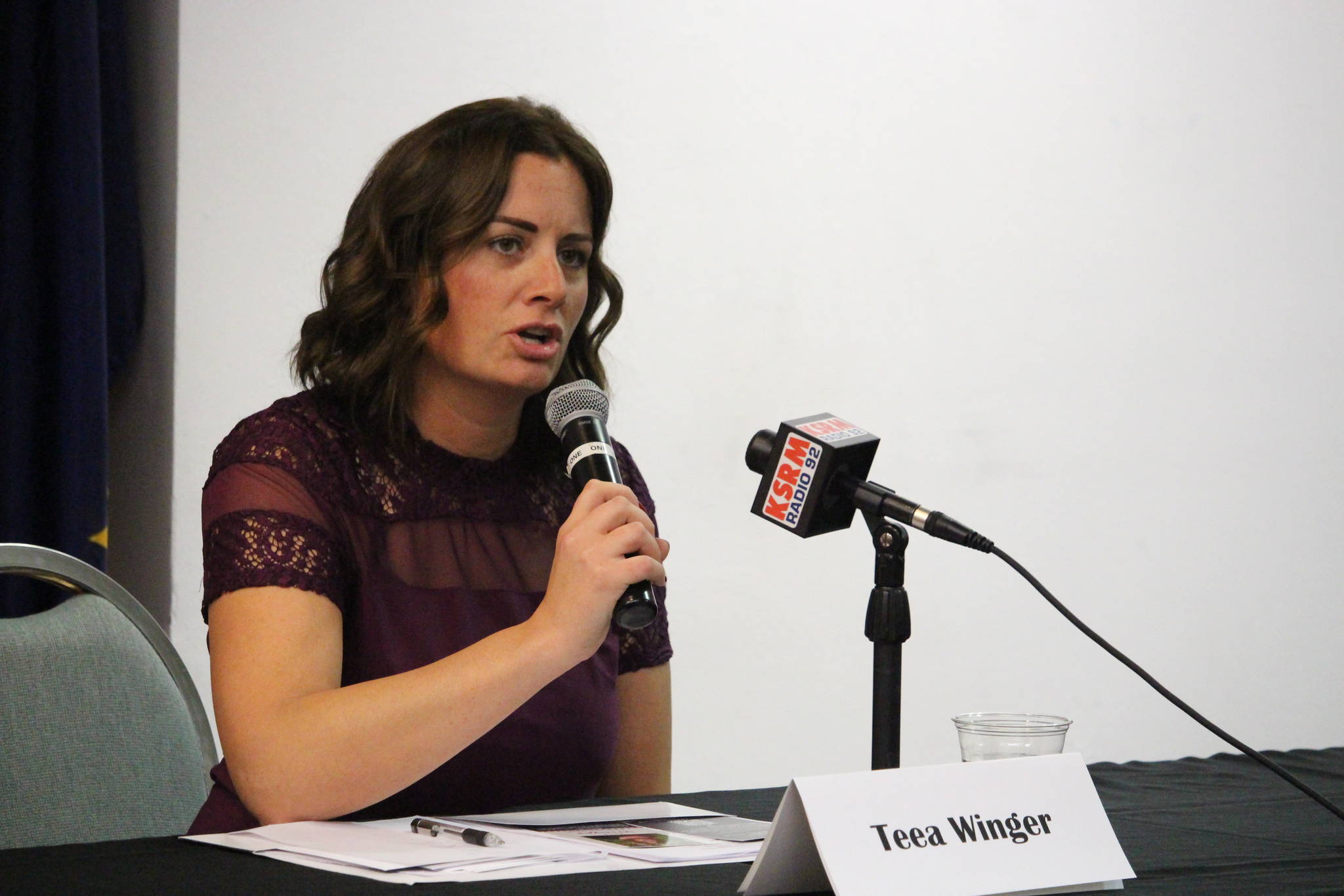 Kenai City Council Candidate Teea Winger participates in a candidate forum with the Kenai Chamber of Commerce at the Kenai Visitor and Cultural Center in Kenai, Alaska on Sept. 16, 2020. (Photo by Brian Mazurek/Peninsula Clarion)