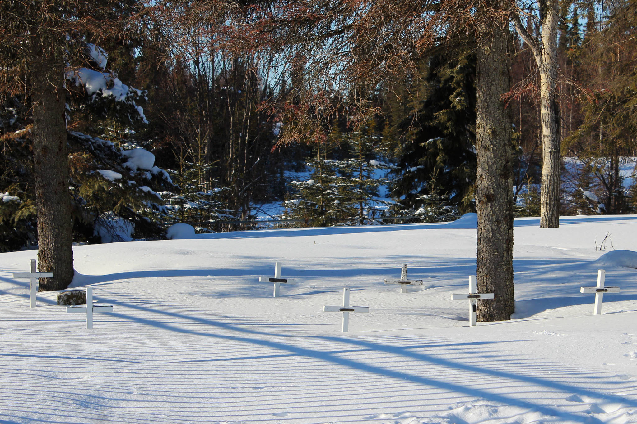 Ashlyn O’Hara/Peninsula Clarion
Grave markers are seen at the Kenai Municipal Cemetery on Thursday in Kenai.