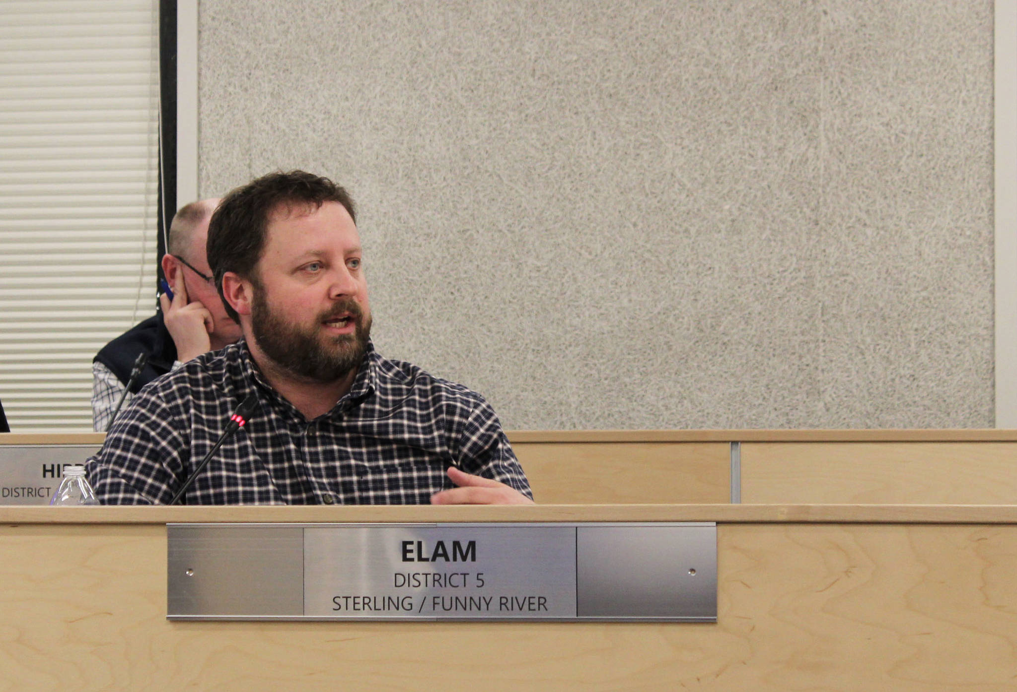 Assembly Member Bill Elam speaks during a Kenai Peninsula Borough Assembly meeting on Tuesday, March 2 in Soldotna, Alaska. (Ashlyn O’Hara/Peninsula Clarion)