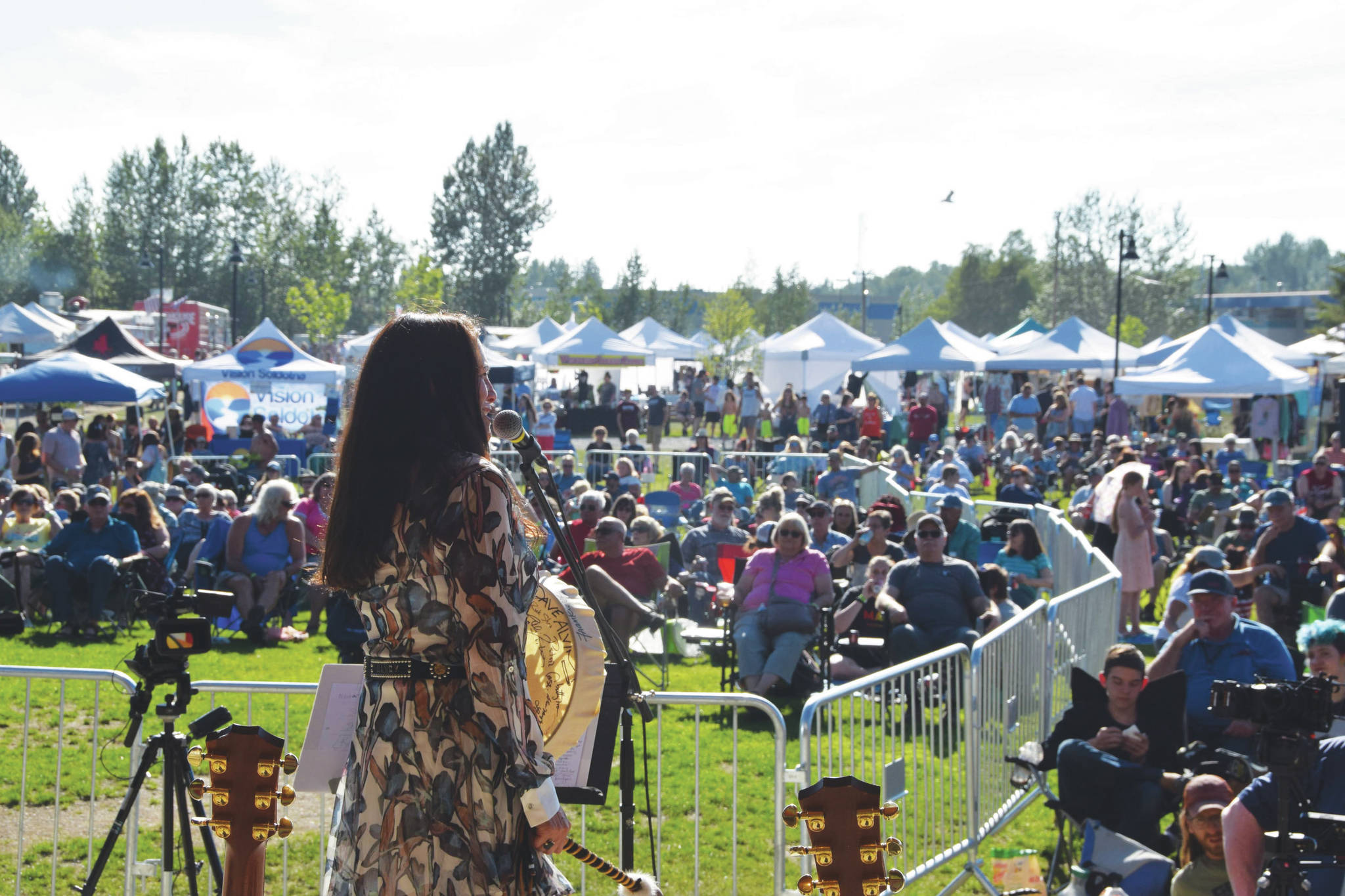Bunny Swan performs at Soldotna Creek Park on July 3, 2019 as part of the Levitt Amp Soldotna Music Series. (Photo by Brian Mazurek/Peninsula Clarion)