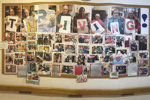 A display at Heritage Place in Soldotna, Alaska, shows residents are thriving during the new coronovirus pandemic. (Photo provided by Aud Walaszek/Peninsula Clarion)